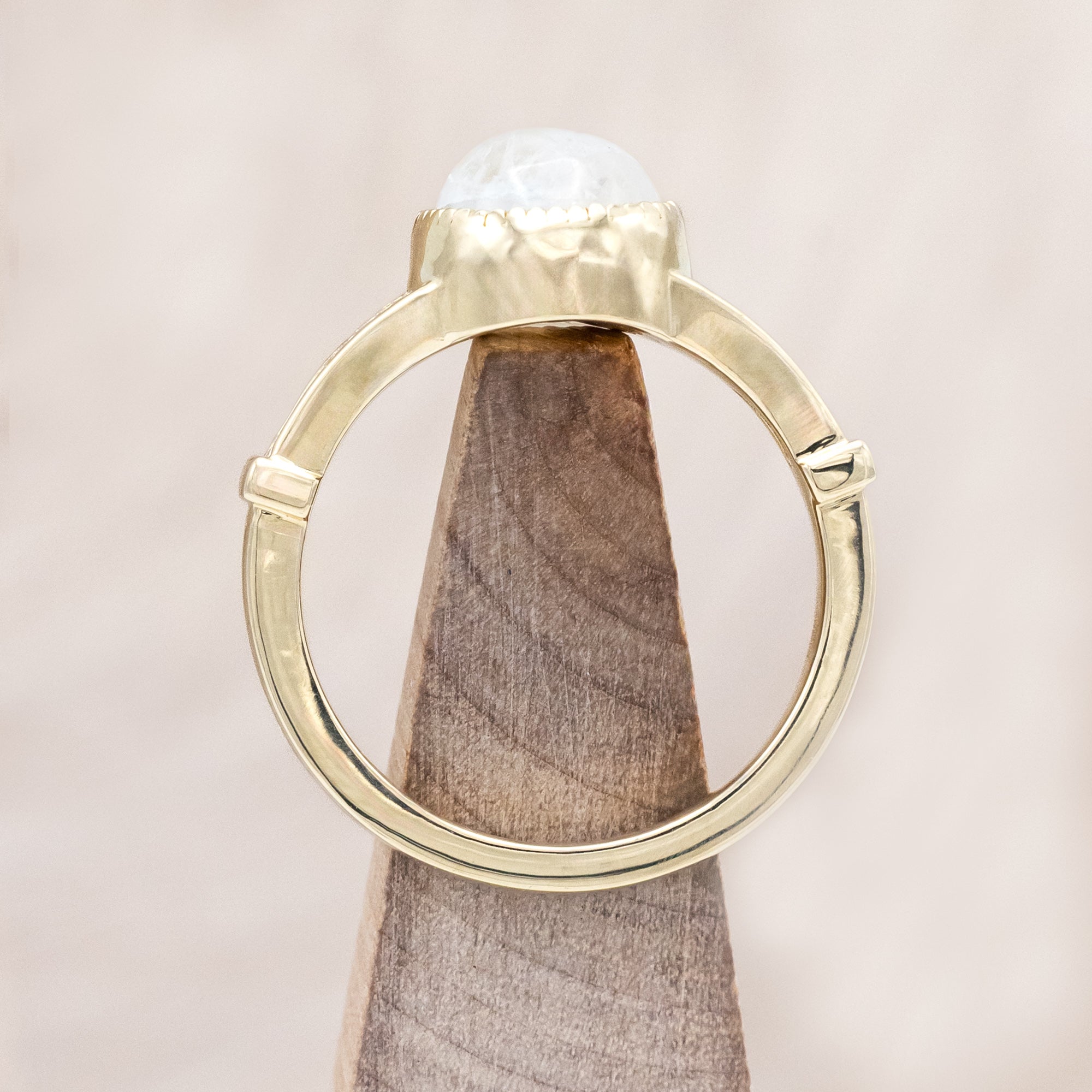 "SELENE" - ROUND CUT ENGAGEMENT RING WITH FILIGREE AND CRESCENT MOON ACCENTS-Staghead Designs