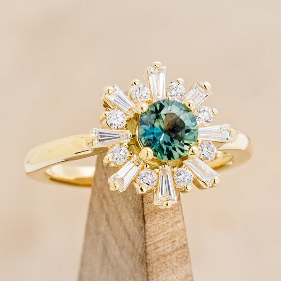"SEREN" - ROUND CUT MONTANA SAPPHIRE ENGAGEMENT RING WITH DIAMOND HALO-8