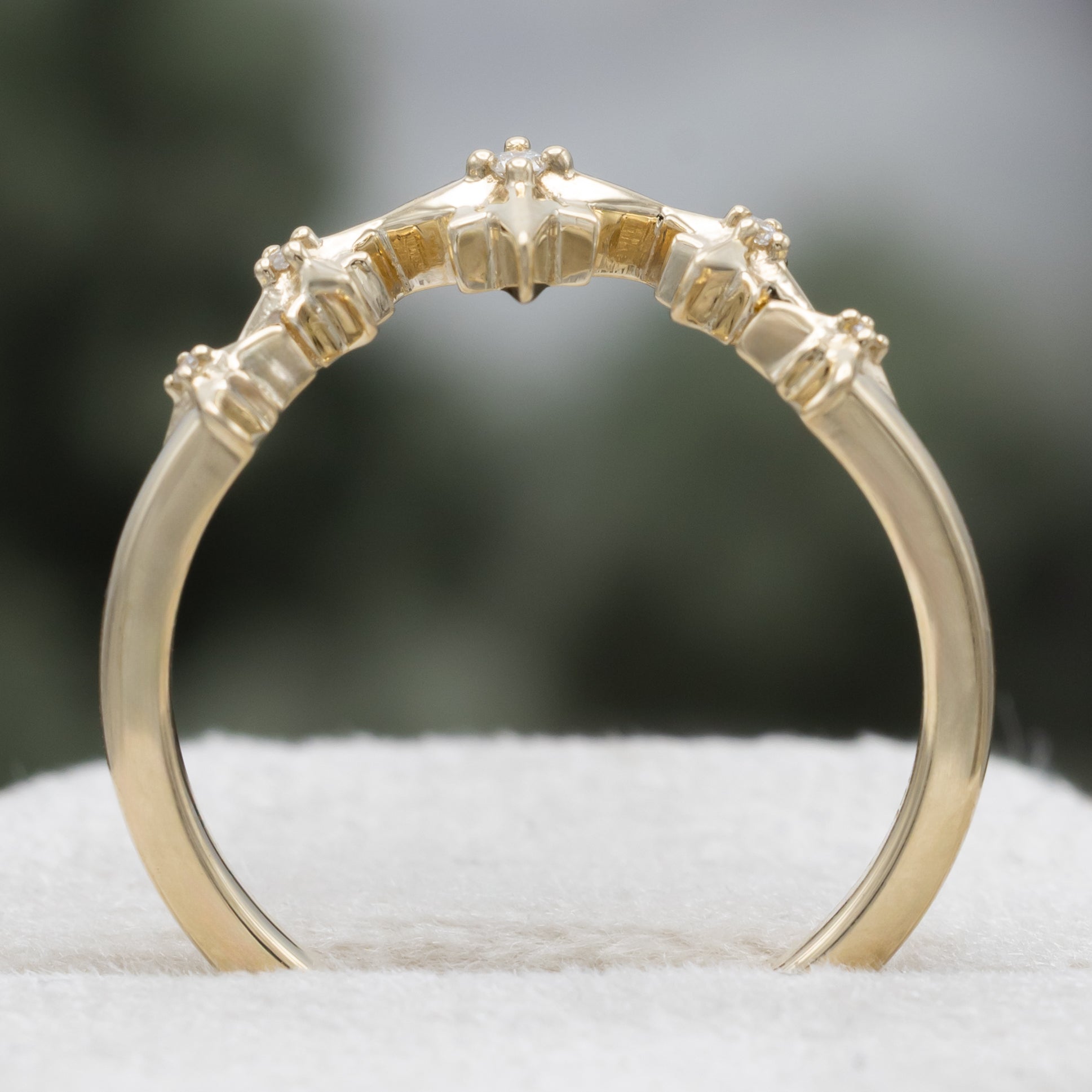 "Sidra" - Toi Et Moi Green Prasiolite Engagement Ring With Crescent Moon Moissanite-Staghead Designs