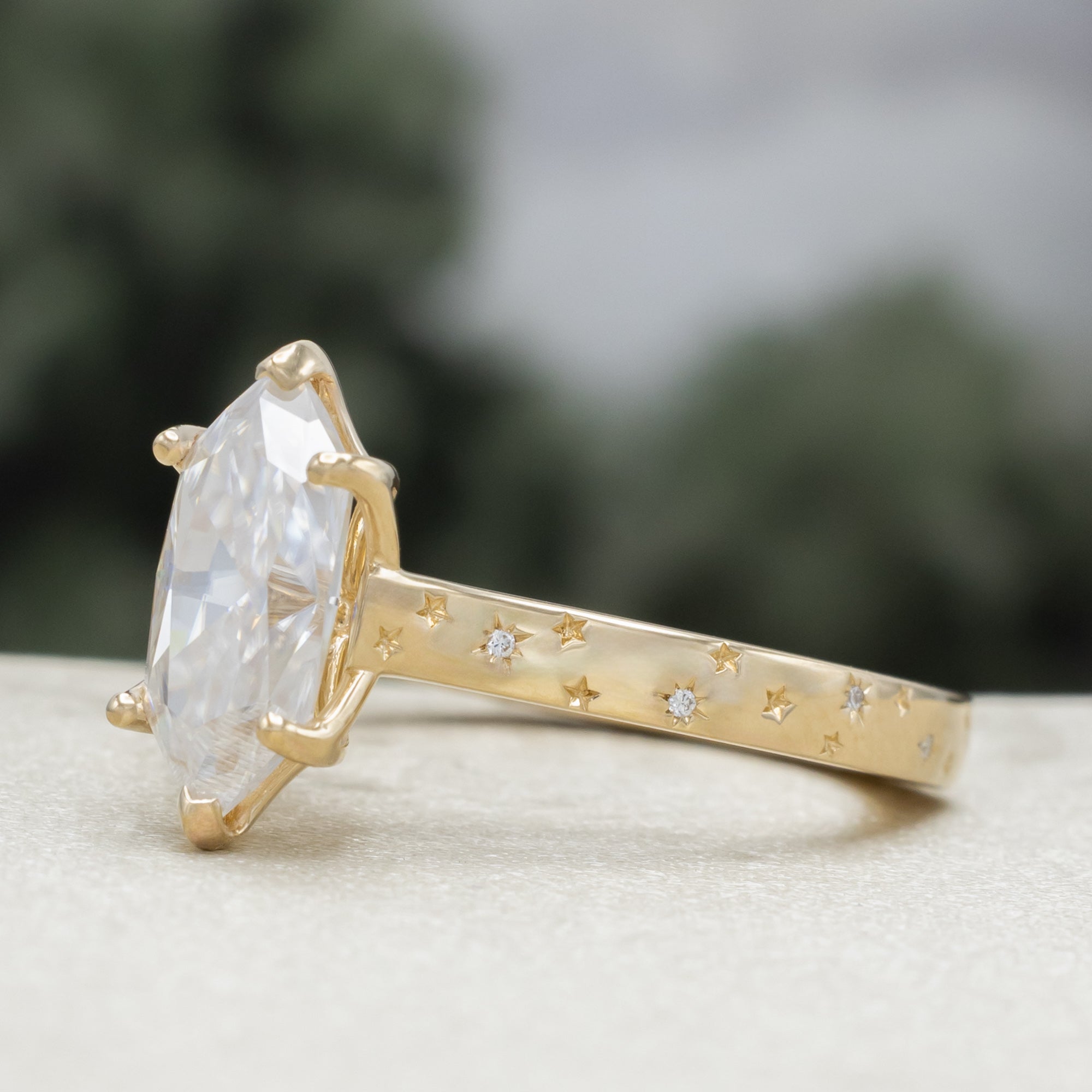 "Sirius" - Dutch Marquise Cut Moissanite Engagement Ring With A European Shank-Staghead Designs