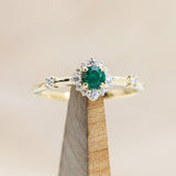 "STARLA" - ROUND CUT LAB-GROWN EMERALD ENGAGEMENT RING WITH STARBURST DIAMOND HALO-Staghead Designs