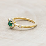 "STARLA" - ROUND CUT LAB-GROWN EMERALD ENGAGEMENT RING WITH STARBURST DIAMOND HALO-Staghead Designs