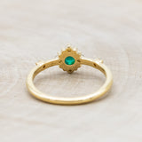 "STARLA" - ROUND CUT LAB-GROWN EMERALD ENGAGEMENT RING WITH STARBURST DIAMOND HALO-Staghead Designs