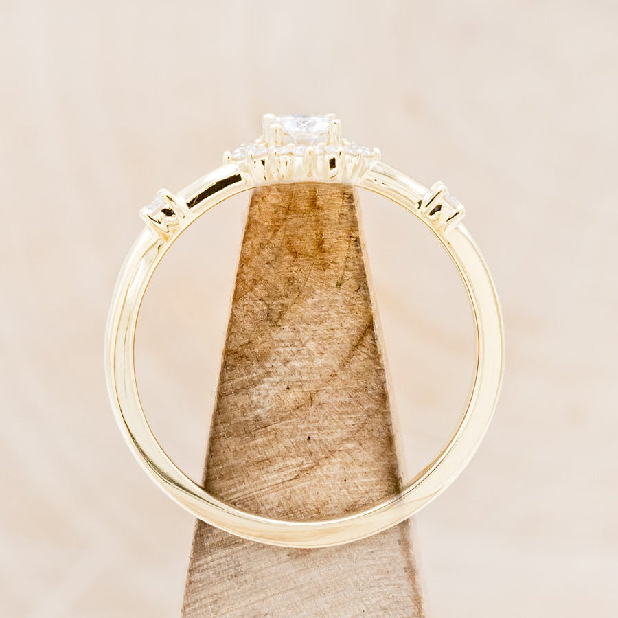 "STARLA" - ROUND CUT MOISSANITE ENGAGEMENT RING WITH STARBURST DIAMOND HALO-6