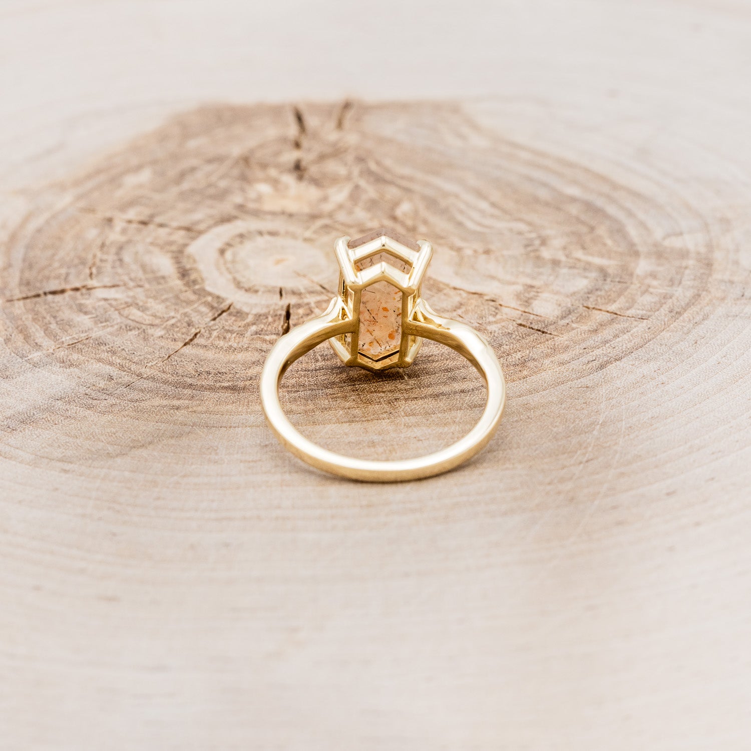 "HOPE" - SOLITAIRE ENGAGEMENT RING WITH FEATHER ACCENTS - SHOWN WITH ROUND MEDEINA GREEN MOISSANITE - SELECT YOUR OWN STONE-6