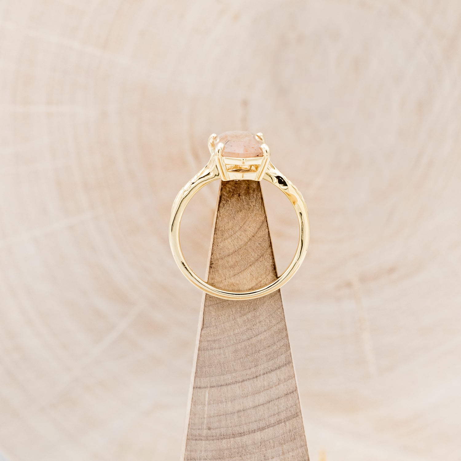 "HOPE" - SOLITAIRE ENGAGEMENT RING WITH FEATHER ACCENTS - SHOWN WITH ROUND MEDEINA GREEN MOISSANITE - SELECT YOUR OWN STONE-7