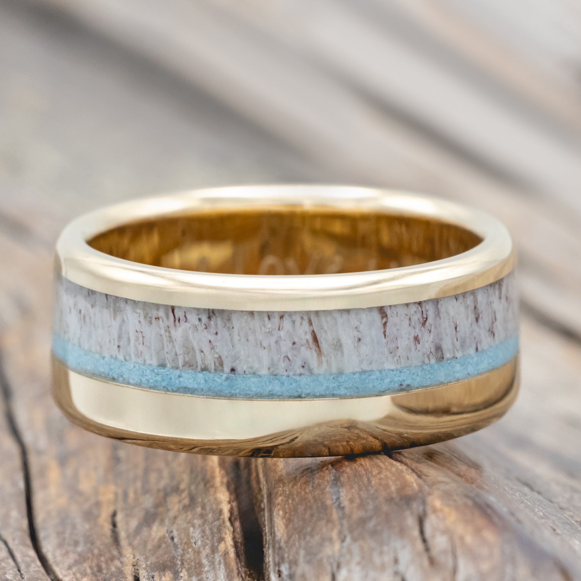 "Tanner" - Turquoise & Antler Wedding Ring-Staghead Designs