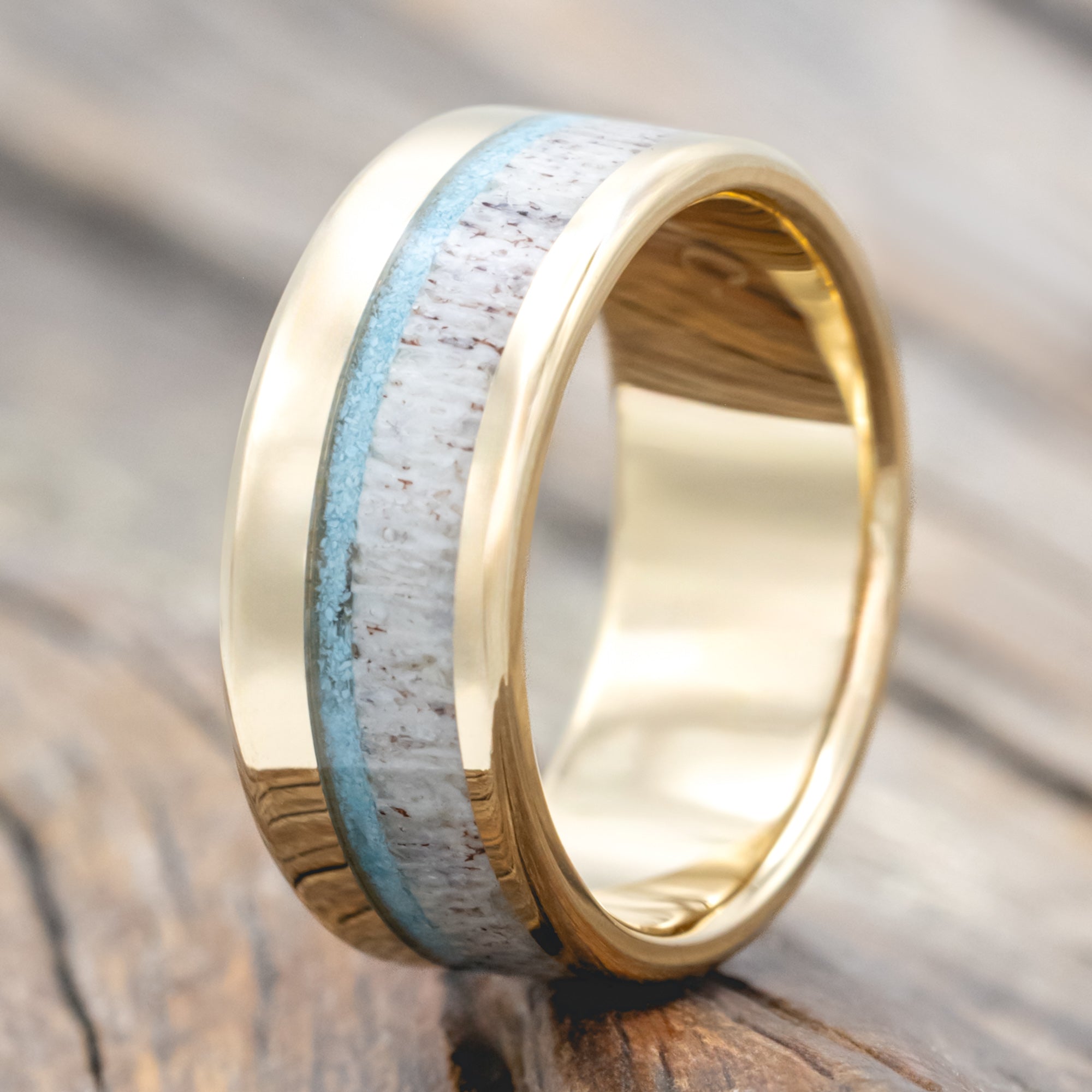 "Tanner" - Turquoise & Antler Wedding Ring-Staghead Designs