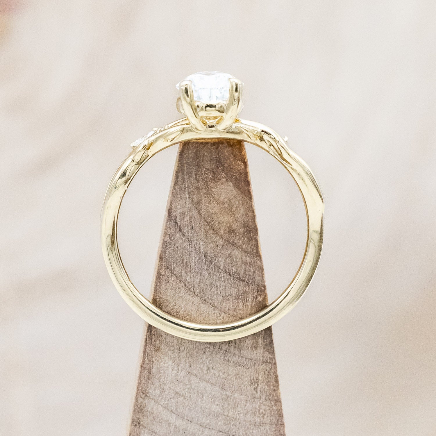 "TRISTAN" - PEAR CUT LAB-GROWN DIAMOND ENGAGEMENT RING WITH DIAMOND ACCENTS & BRANCH-STYLE BAND-Staghead Designs