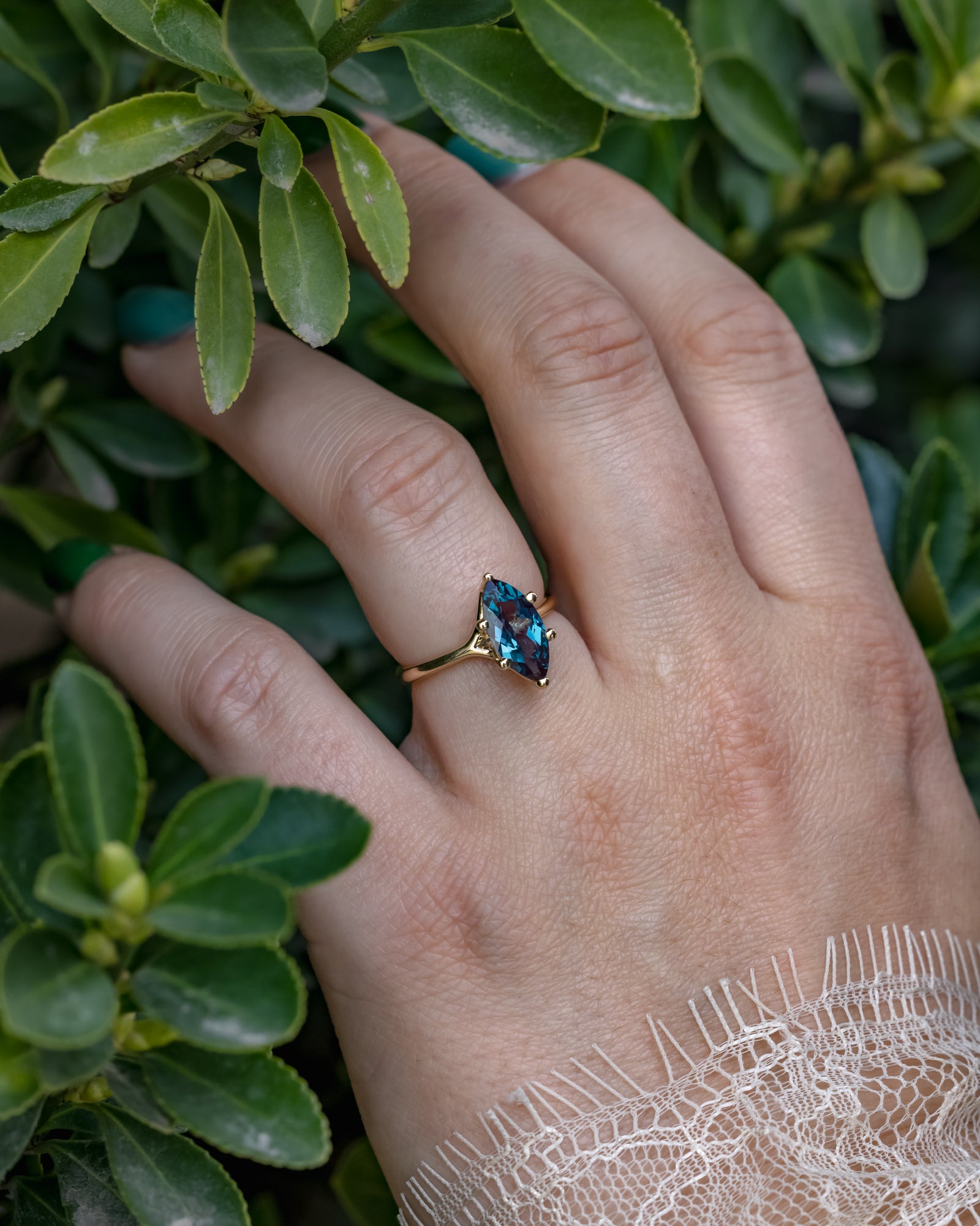 "TULIP" - MARQUISE CUT CENTER STONE SOLITAIRE ENGAGEMENT RING-Staghead Designs