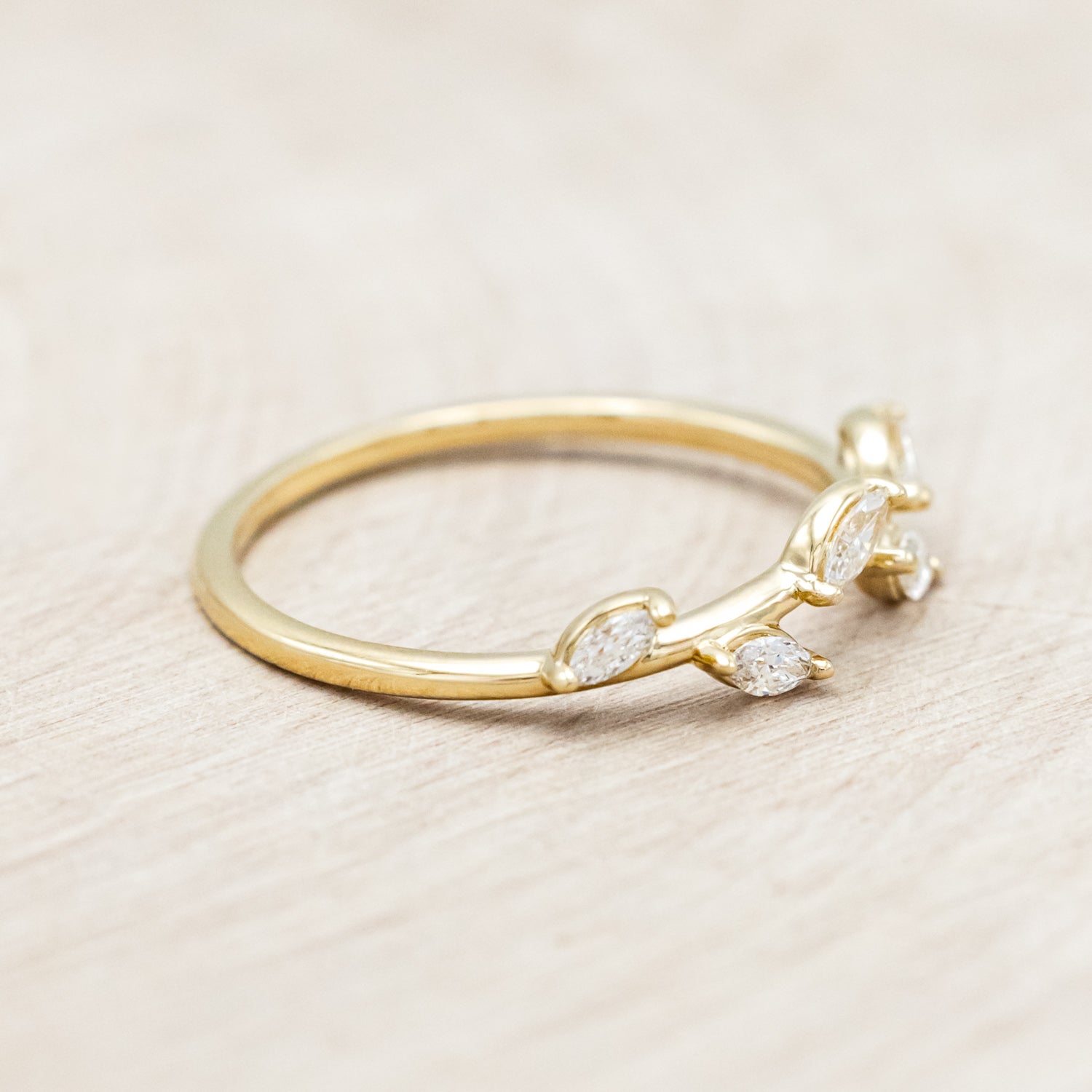 "TULIP" - MARQUISE MOISSANITE ENGAGEMENT RING WITH "IDHAL" DIAMOND STACKING BAND-Staghead Designs