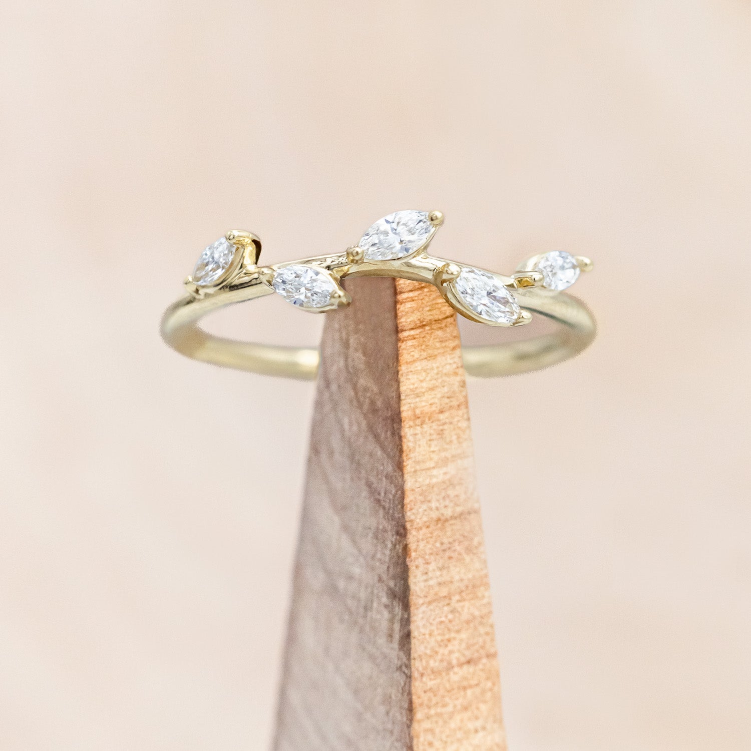 "TULIP" - MARQUISE MOISSANITE ENGAGEMENT RING WITH "IDHAL" DIAMOND STACKING BAND-Staghead Designs
