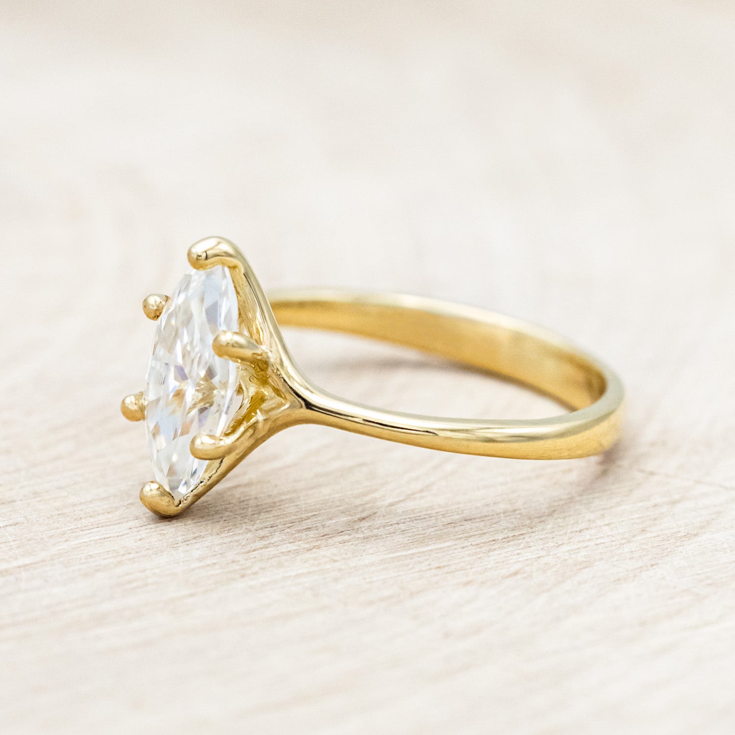 "TULIP" - MARQUISE MOISSANITE ENGAGEMENT RING WITH "IDHAL" DIAMOND STACKING BAND-Staghead Designs