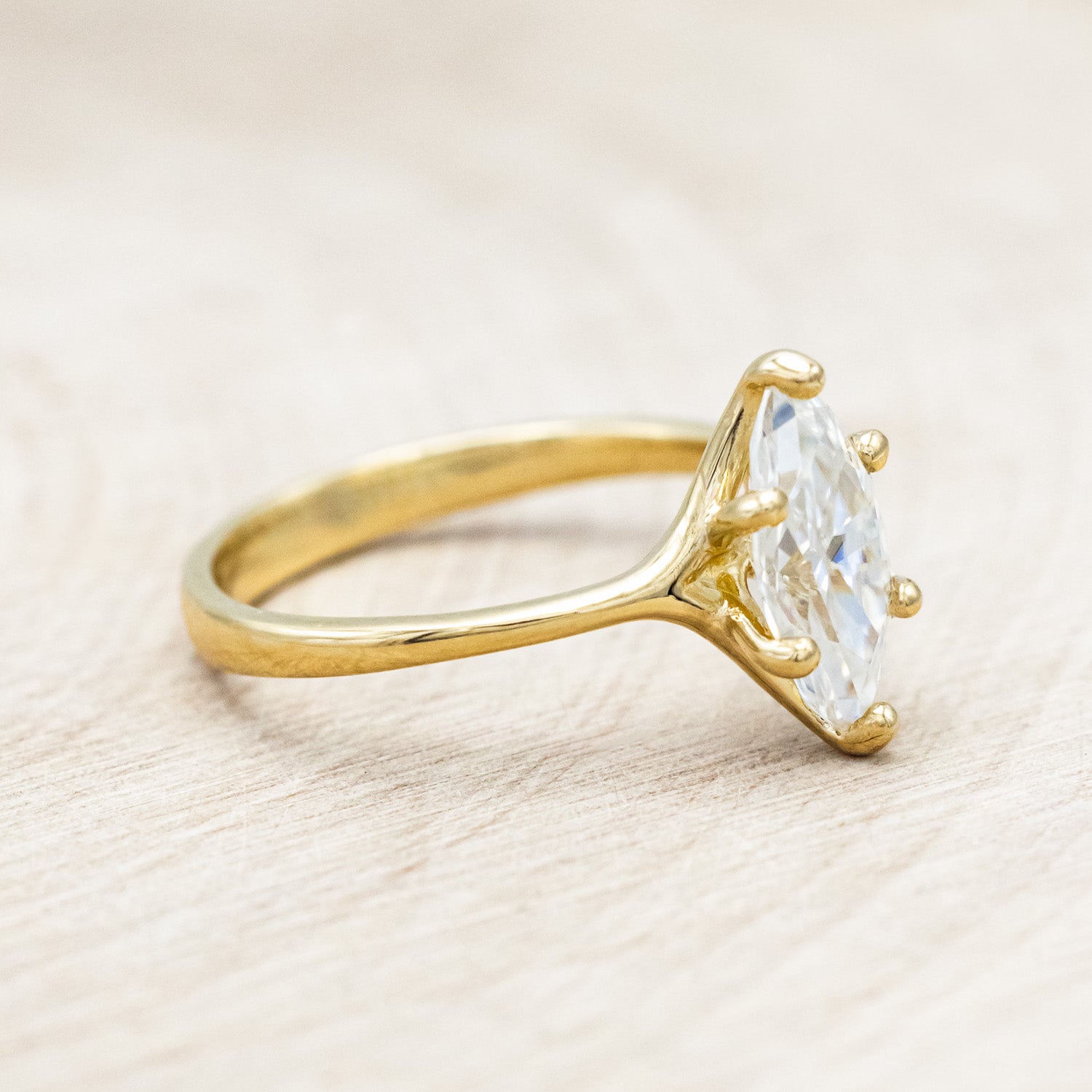 "TULIP" - MARQUISE MOISSANITE ENGAGEMENT RING WITH "IDHAL" DIAMOND STACKING BAND-Staghead Designs