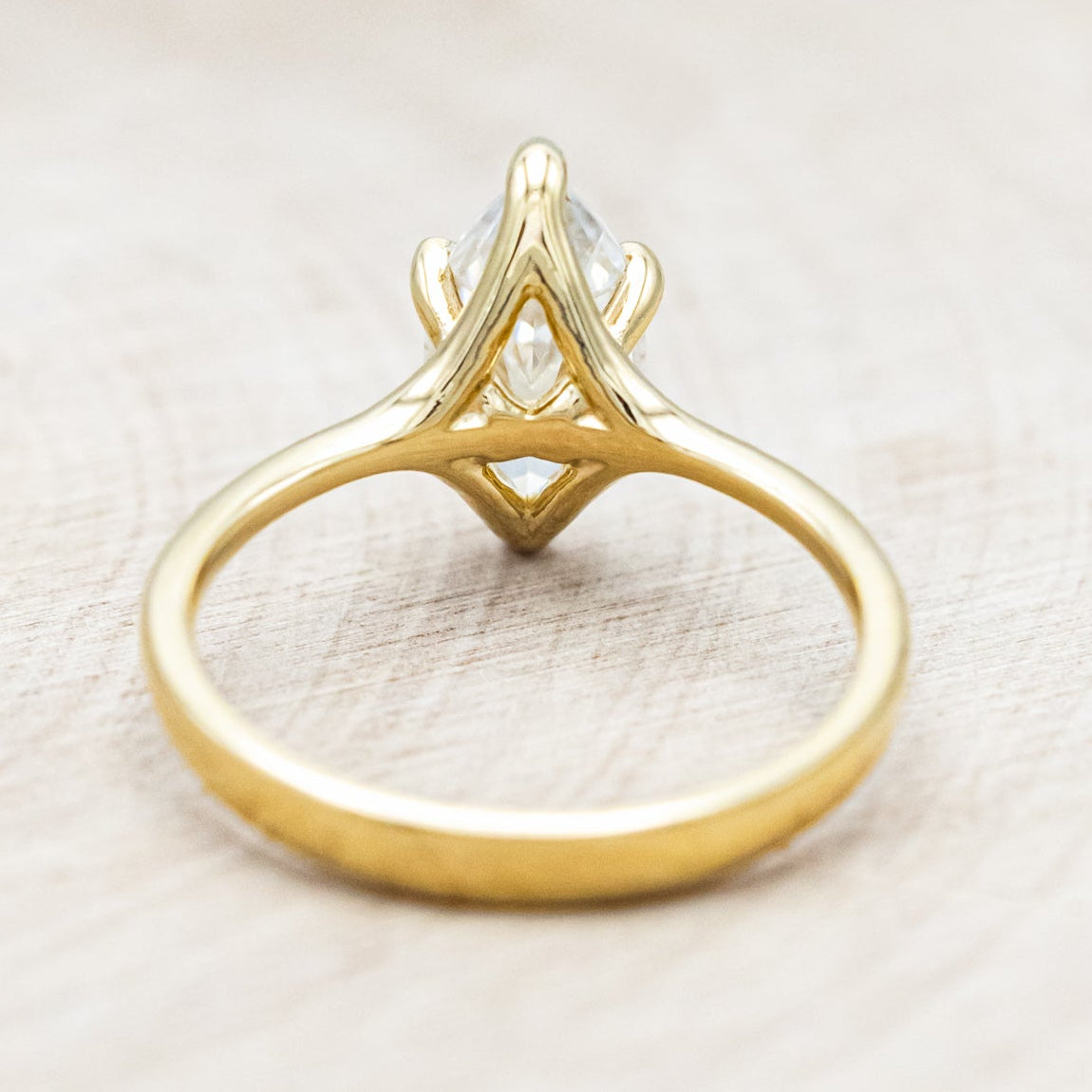 "TULIP" - MARQUISE MOISSANITE ENGAGEMENT RING WITH "IDHAL" DIAMOND STACKING BAND-Staghead Designs