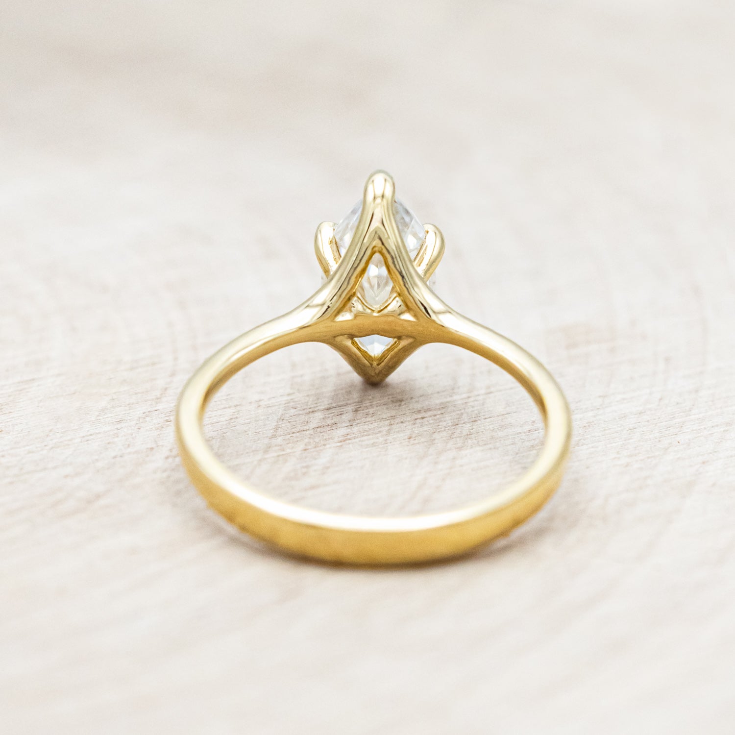 "TULIP" - MARQUISE MOISSANITE ENGAGEMENT RING WITH "IDHAL" DIAMOND STACKING BAND-Staghead Designs