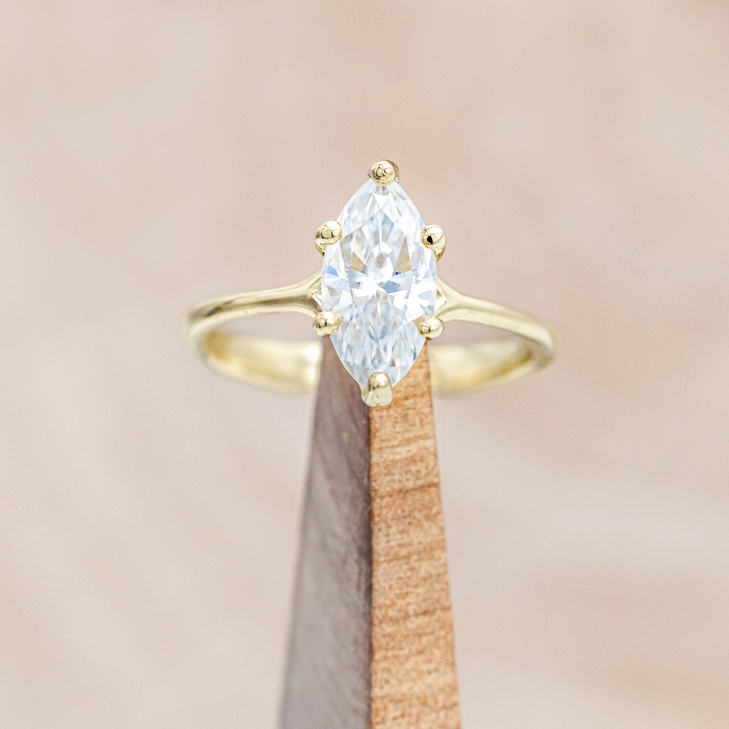 "TULIP" - MARQUISE MOISSANITE ENGAGEMENT RING WITH "IDHAL" DIAMOND STACKING BAND-Staghead Designs