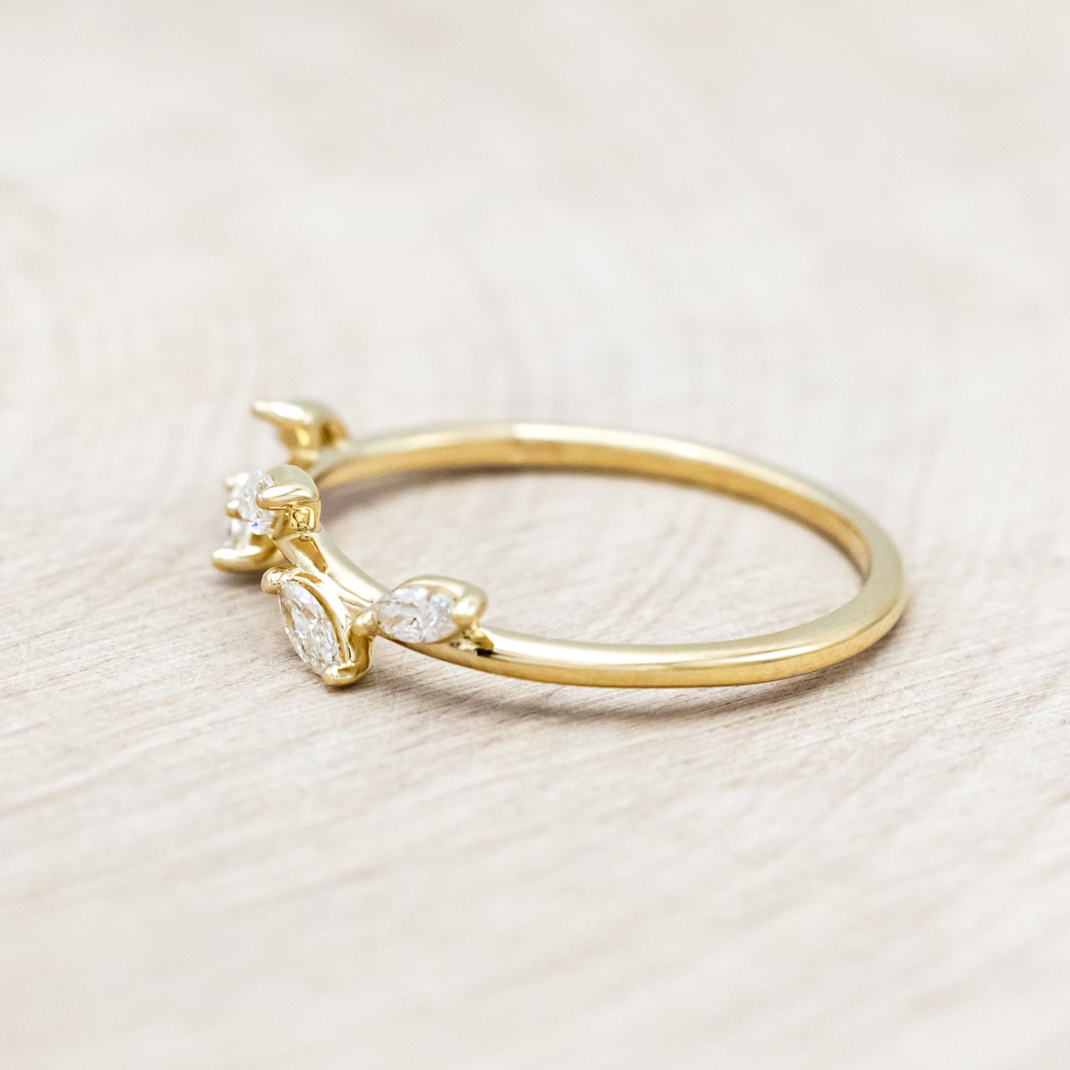 "TULIP" - MARQUISE MOISSANITE ENGAGEMENT RING WITH "IDHAL" DIAMOND STACKING BAND-Staghead Designs