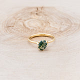 "TULIP" - DIAGONAL SET OVAL MOSS AGATE SOLITAIRE ENGAGEMENT RING