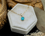 BEZEL SET ROUND PENDANT WITH YOUR CHOICE OF MOSS AGATE, MOONSTONE, LAPIS LAZULI, OR TURQUOISE-5