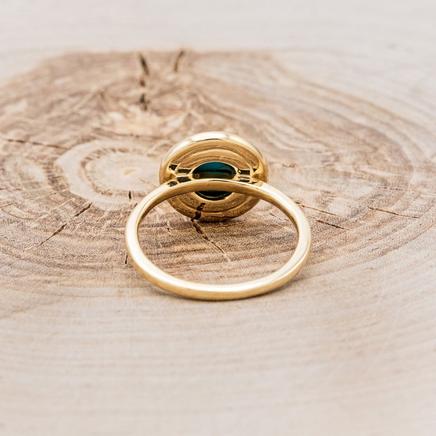 "TERRA" - ROUND CUT TURQUOISE ENGAGEMENT RING WITH DIAMOND HALO-5