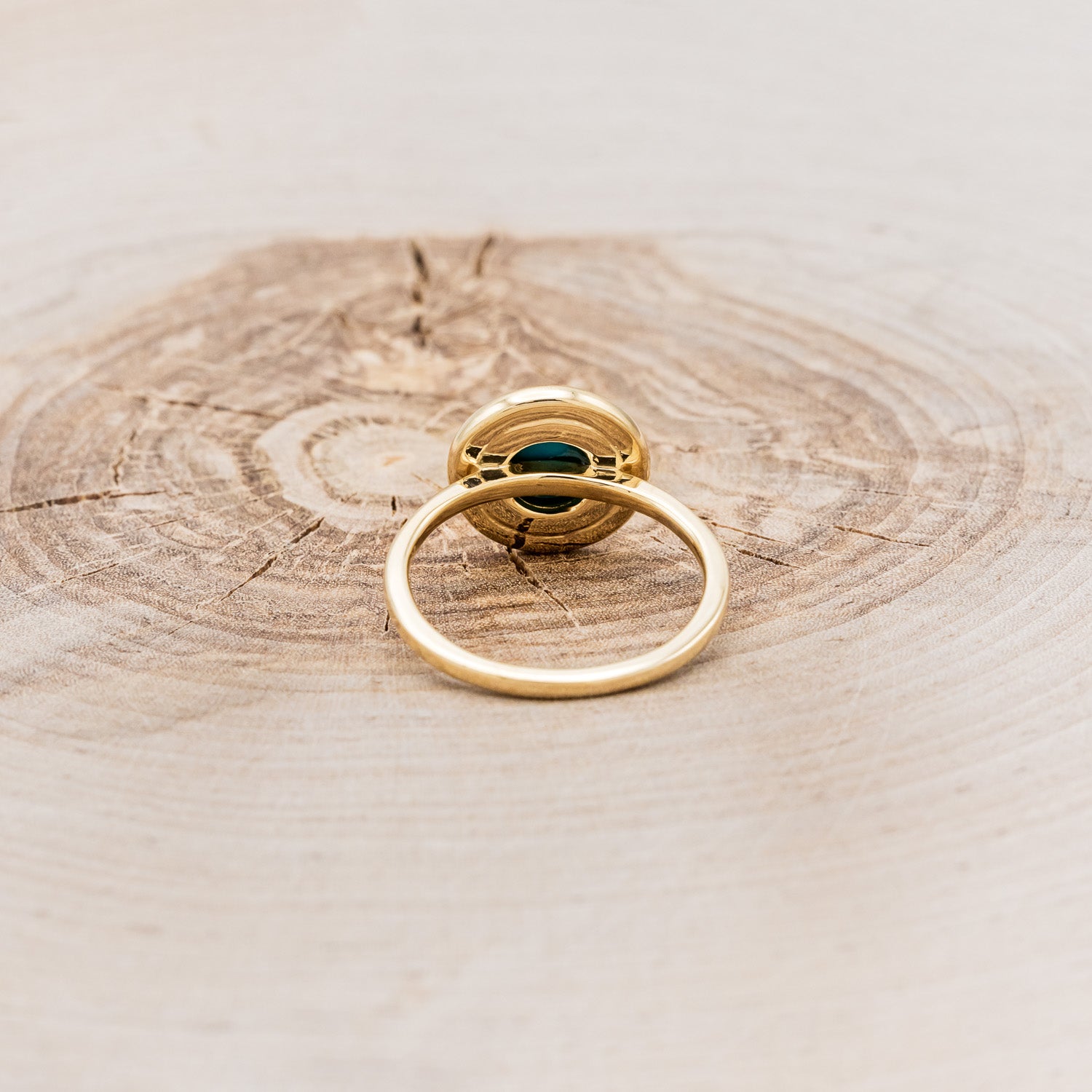 "TERRA" - ROUND CUT TURQUOISE ENGAGEMENT RING WITH DIAMOND HALO-5