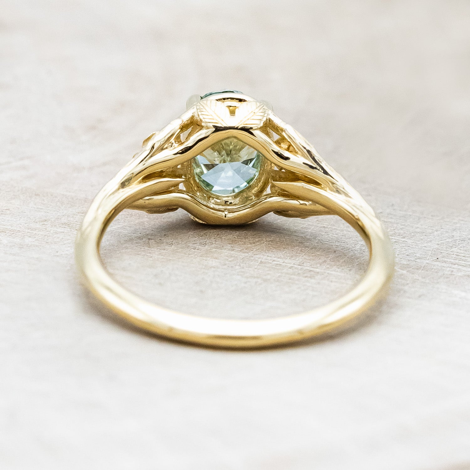 "THORNE" - FLORAL-STYLE ENGAGEMENT RING WITH ROSE DIAMOND ACCENTS - MOUNTING ONLY - SELECT YOUR OWN STONE-Staghead Designs