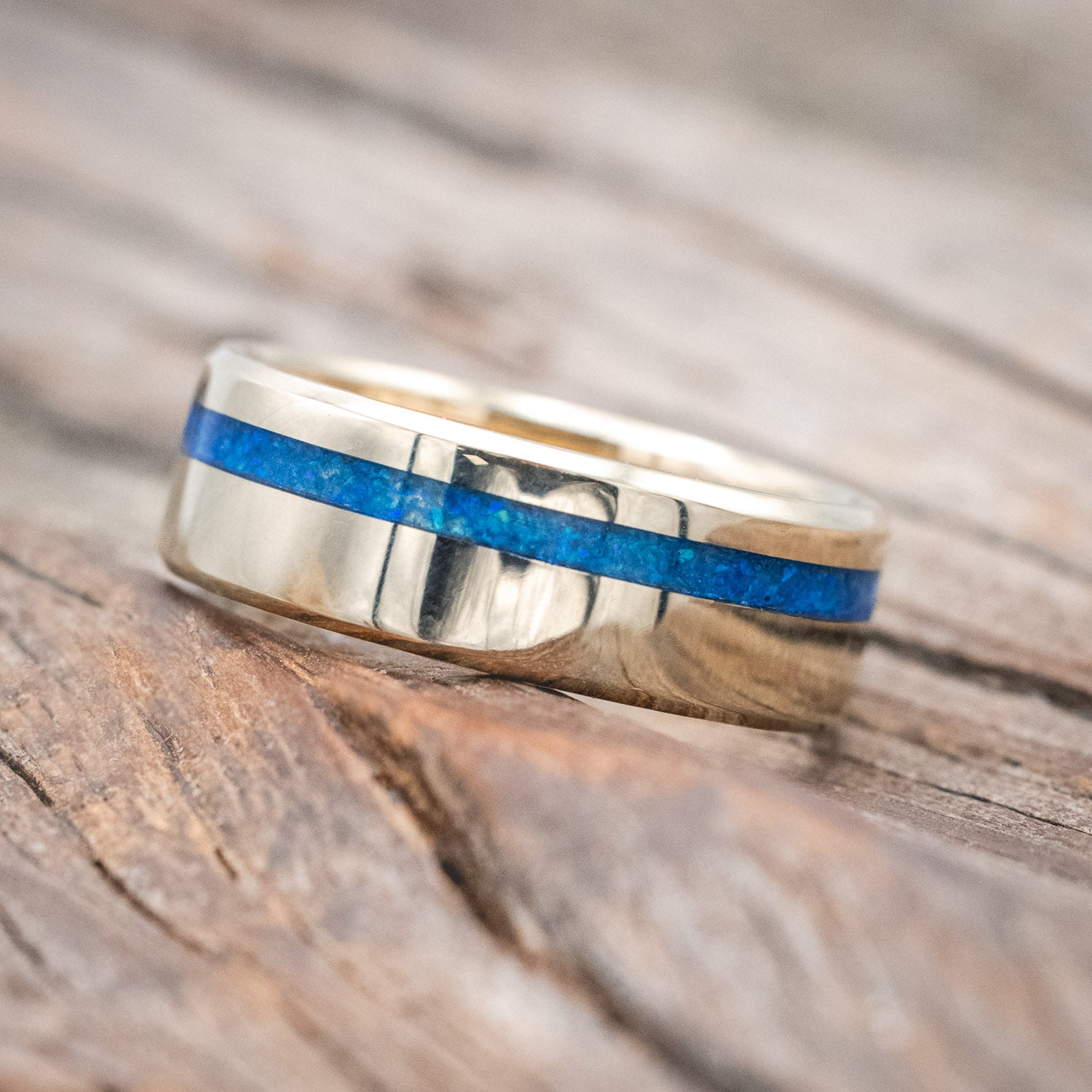 "VERTIGO" - BLUE OPAL WEDDING BAND-Staghead Designs
