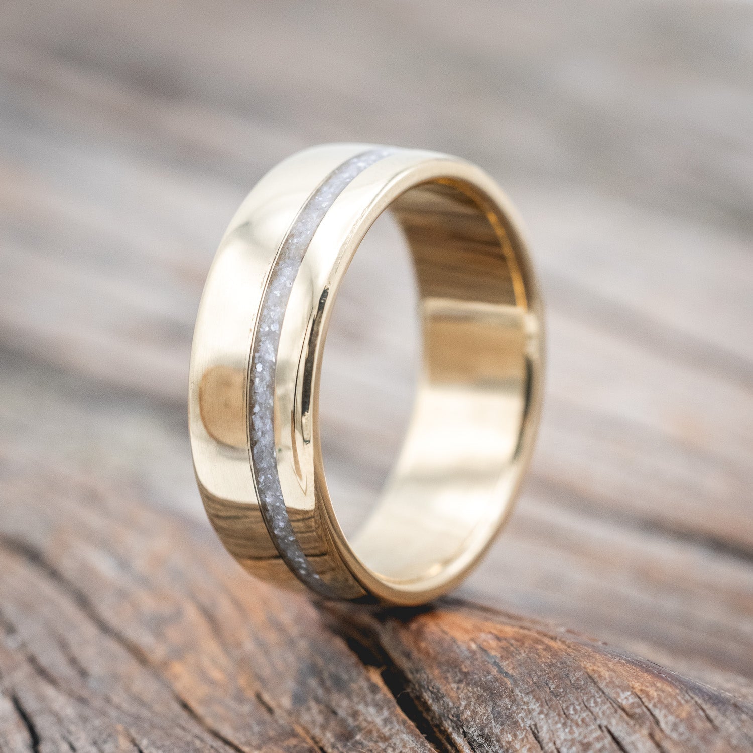 "VERTIGO" - WEDDING BAND WITH SINGLE INLAY-Staghead Designs