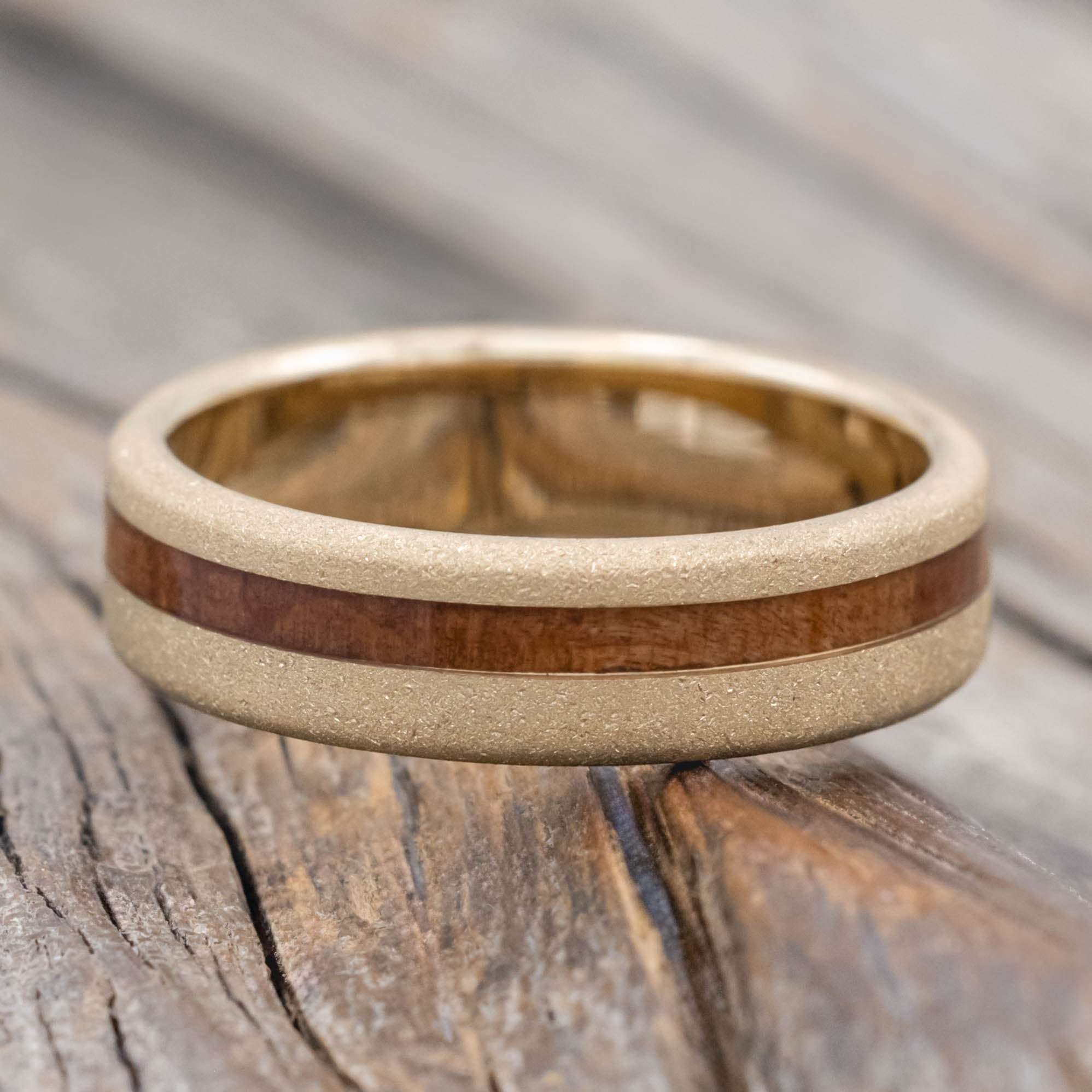 "VERTIGO" - REDWOOD WEDDING RING WITH CUSTOM FINISH-Staghead Designs