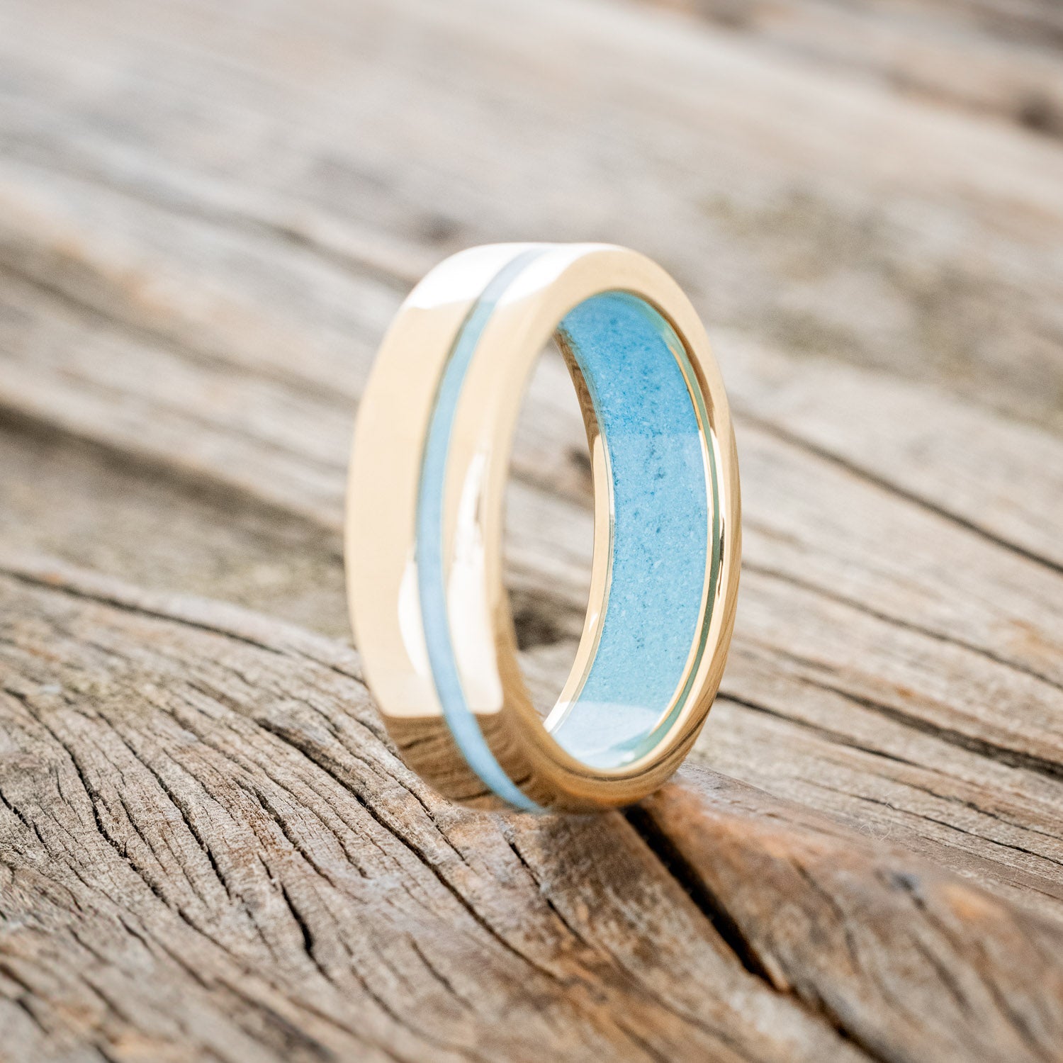 "VERTIGO" - TURQUOISE WEDDING RING FEATURING A TURQUOISE LINED BAND-38