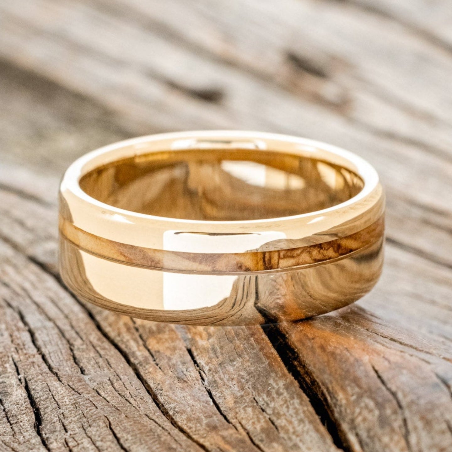 "VERTIGO" - BETHLEHEM OLIVE WOOD WEDDING BAND-18