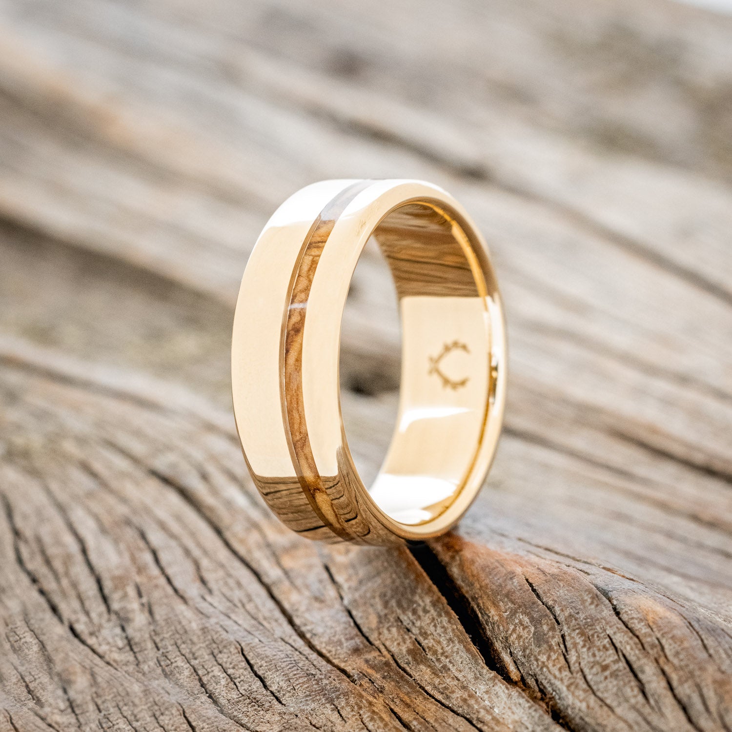 "VERTIGO" - BETHLEHEM OLIVE WOOD WEDDING BAND-16