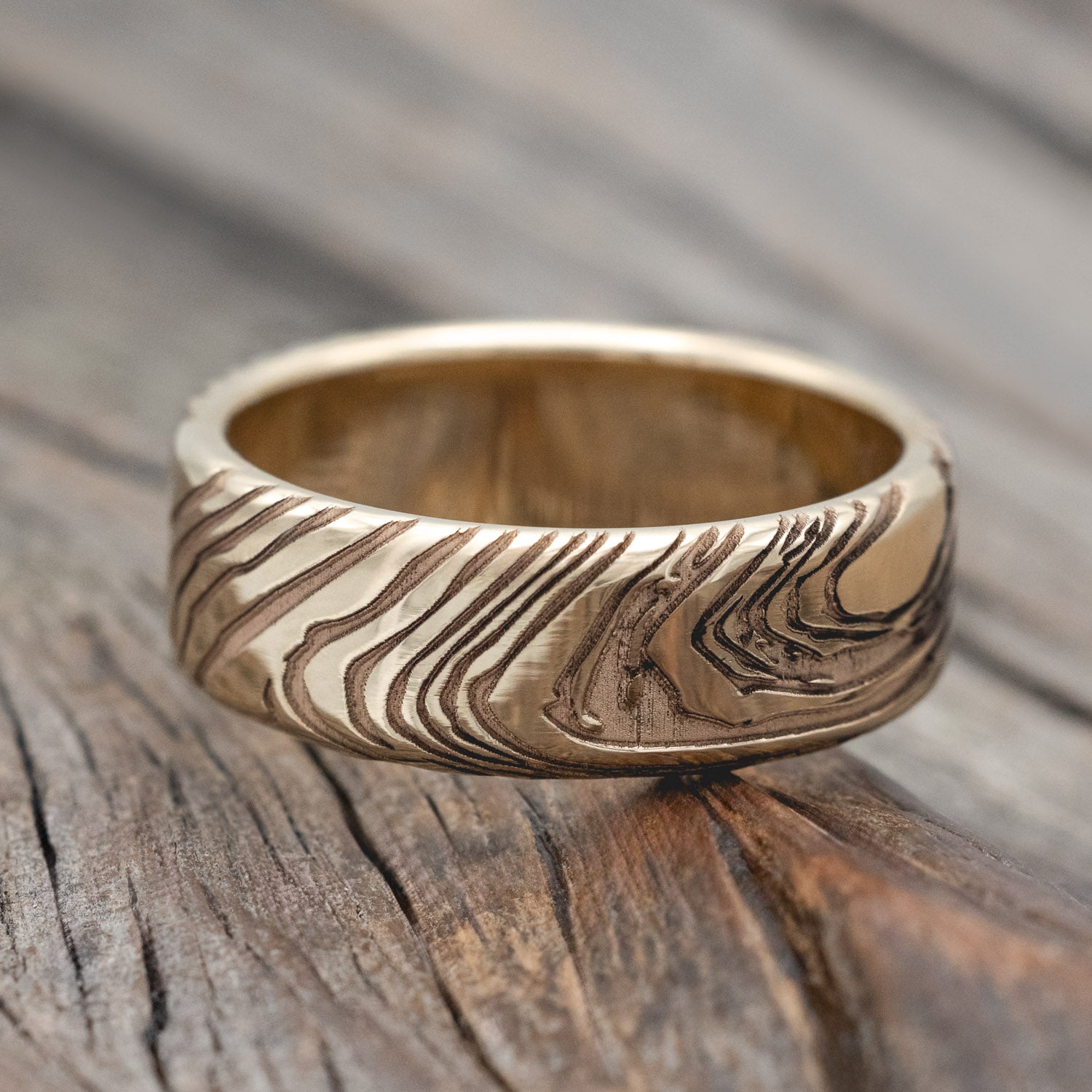 WOODGRAIN PATTERN WEDDING BAND-Staghead Designs