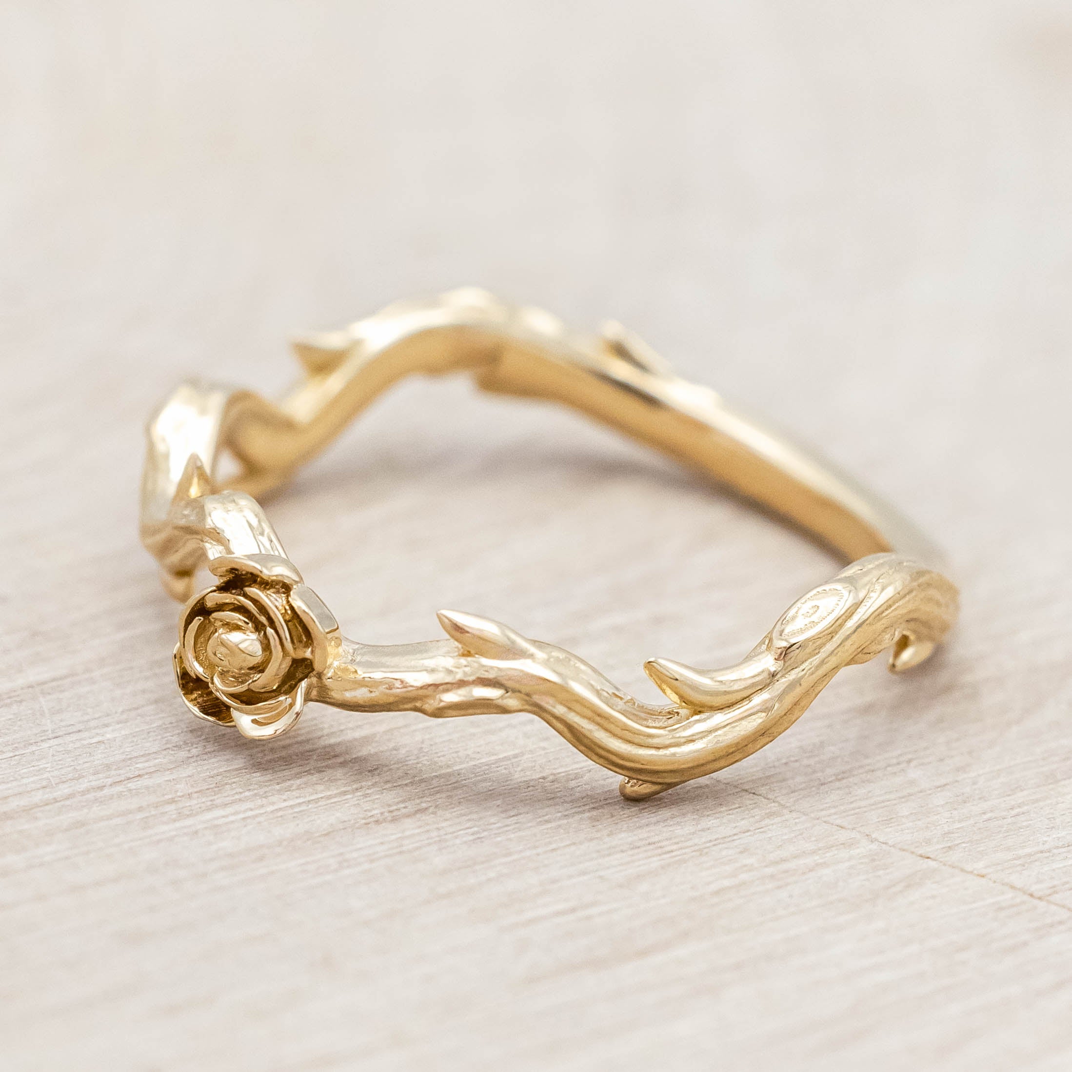 "ARTEMIS ON THE VINE DIVINE" - PEAR ENGAGEMENT RING WITH DIAMOND ACCENTS & A BRANCH-STYLE BAND-Staghead Designs