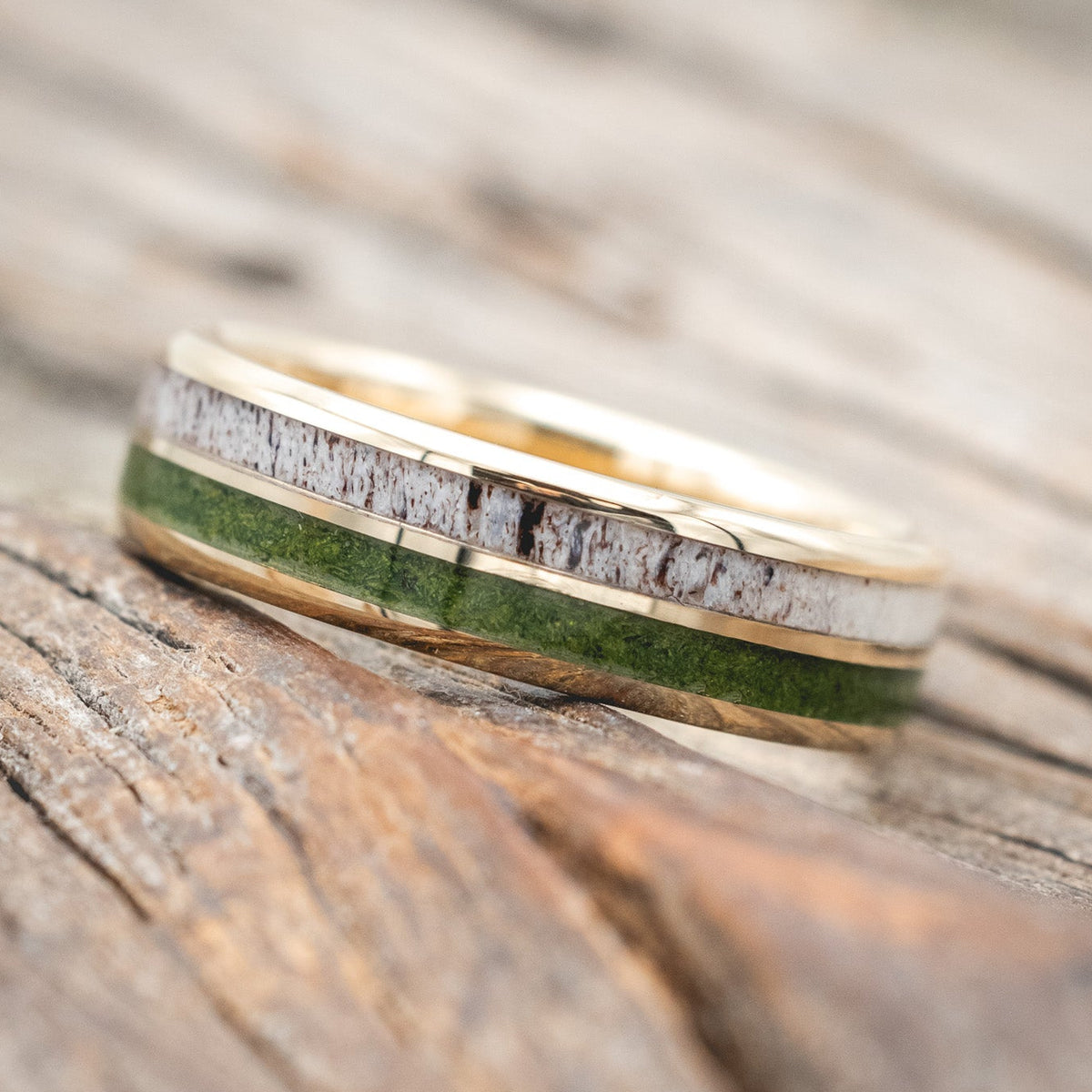 "DYAD" - MOSS & ANTLER WEDDING BAND-Staghead Designs