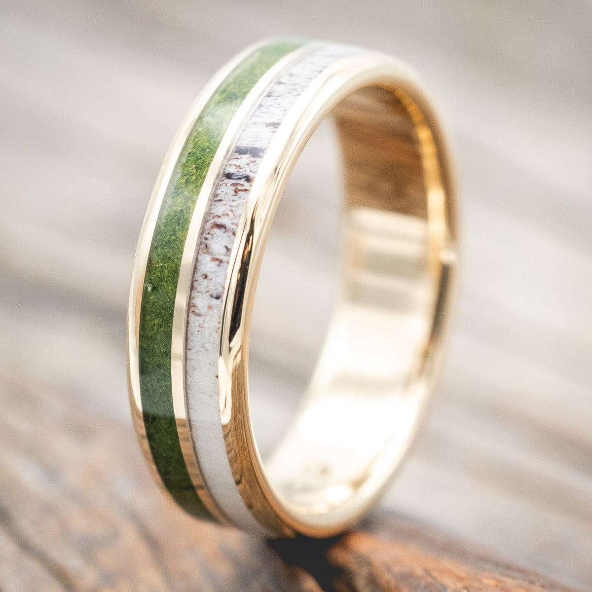 "DYAD" - MOSS & ANTLER WEDDING BAND-Staghead Designs