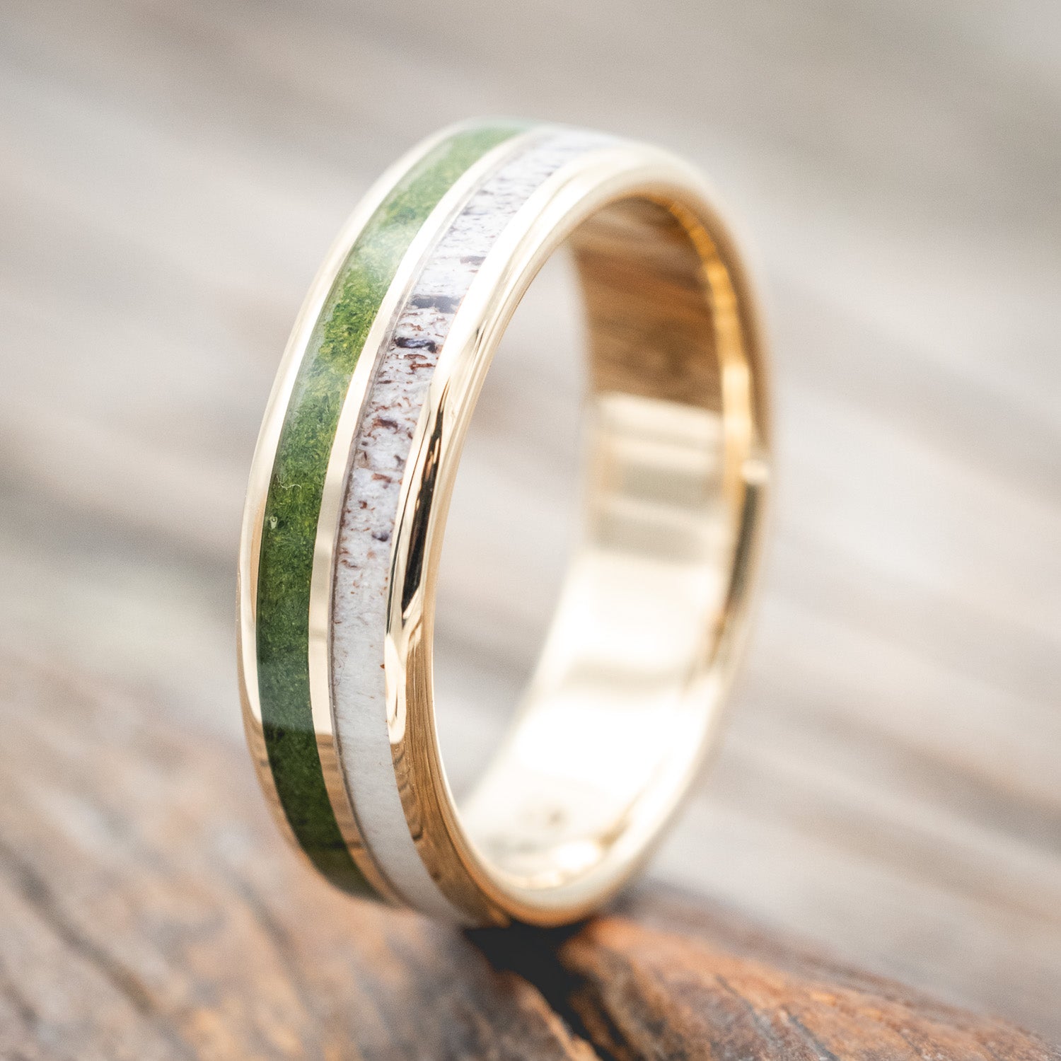 "DYAD" - MOSS & ANTLER WEDDING BAND-Staghead Designs