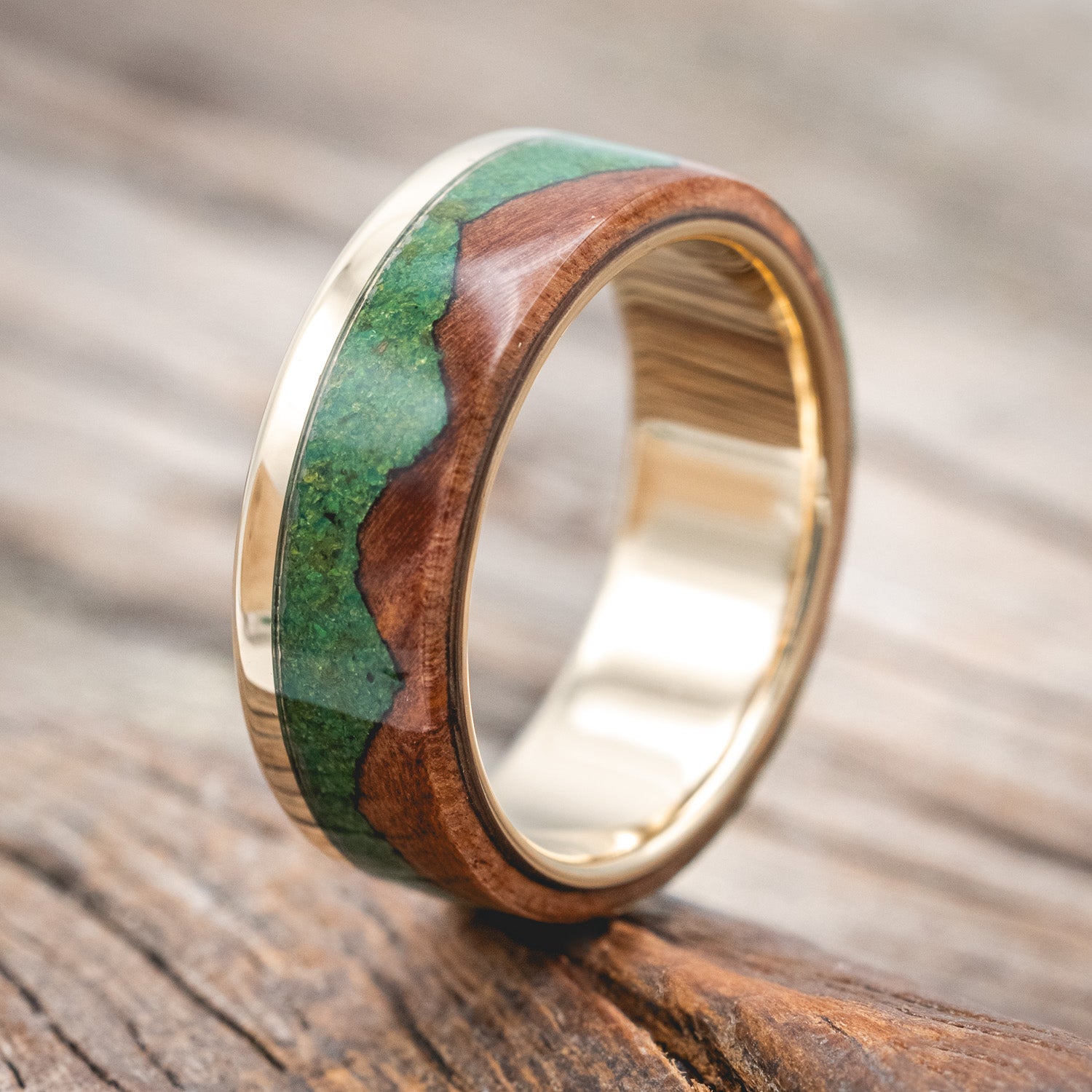 "EZRA" - REDWOOD & MOSS WEDDING RING-Staghead Designs