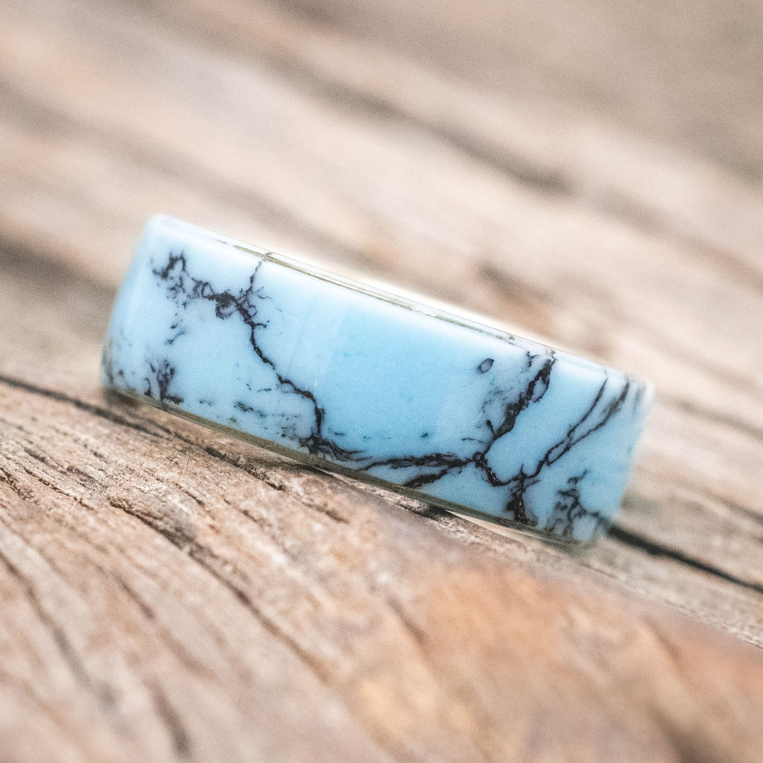 "HAVEN" - TURQUOISE & BLACK MATRIX TRUSTONE WEDDING BAND-Staghead Designs