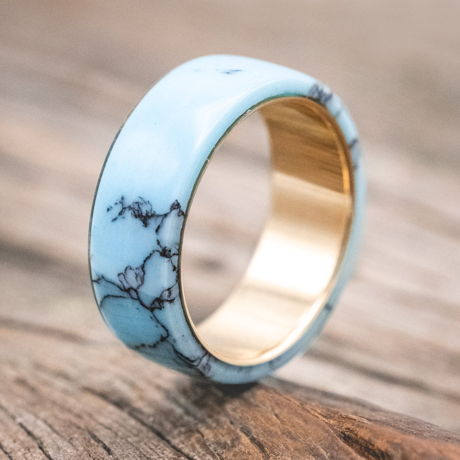 "HAVEN" - TURQUOISE & BLACK MATRIX TRUSTONE WEDDING BAND-Staghead Designs