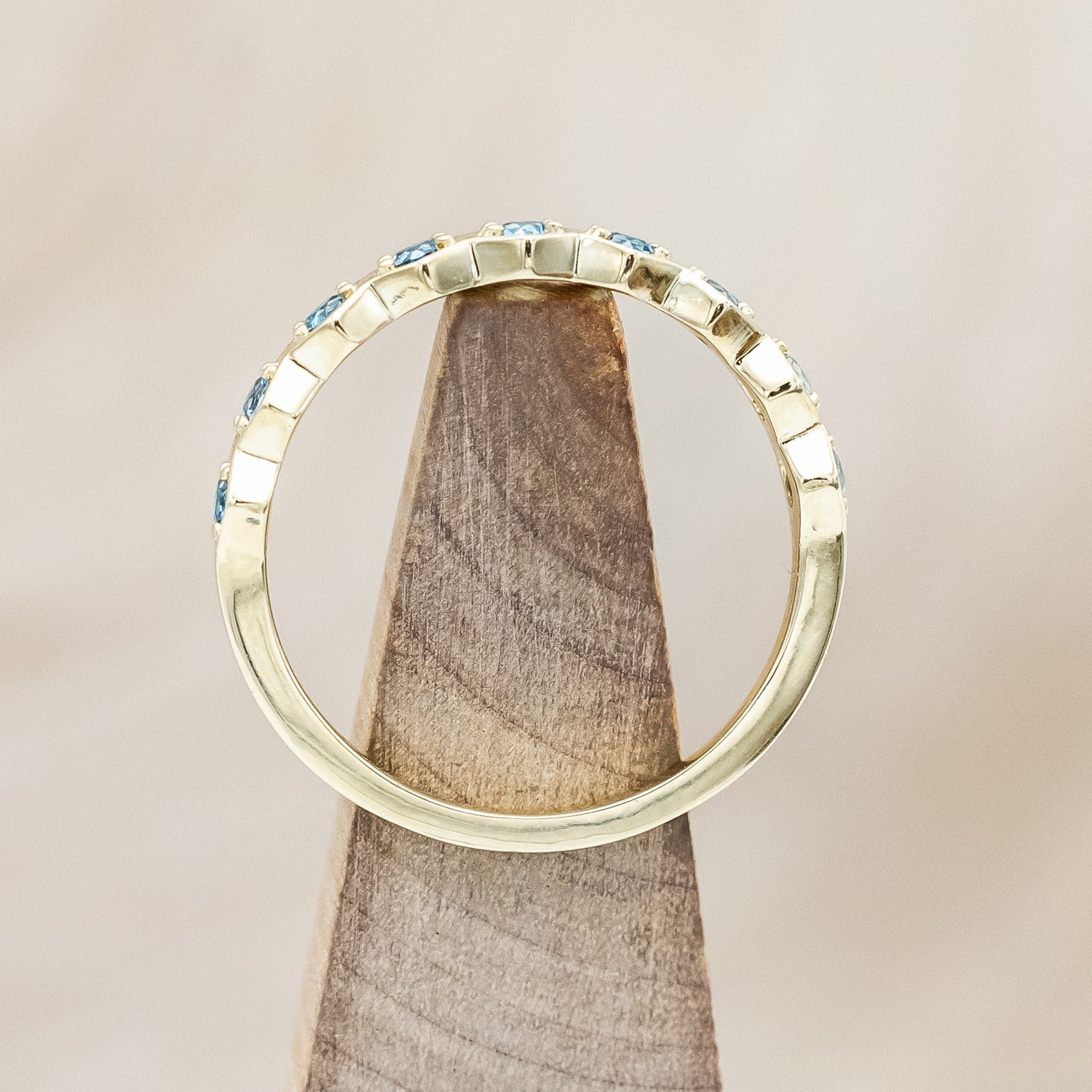 LONDON BLUE TOPAZ HEXAGON STACKING BAND-Staghead Designs