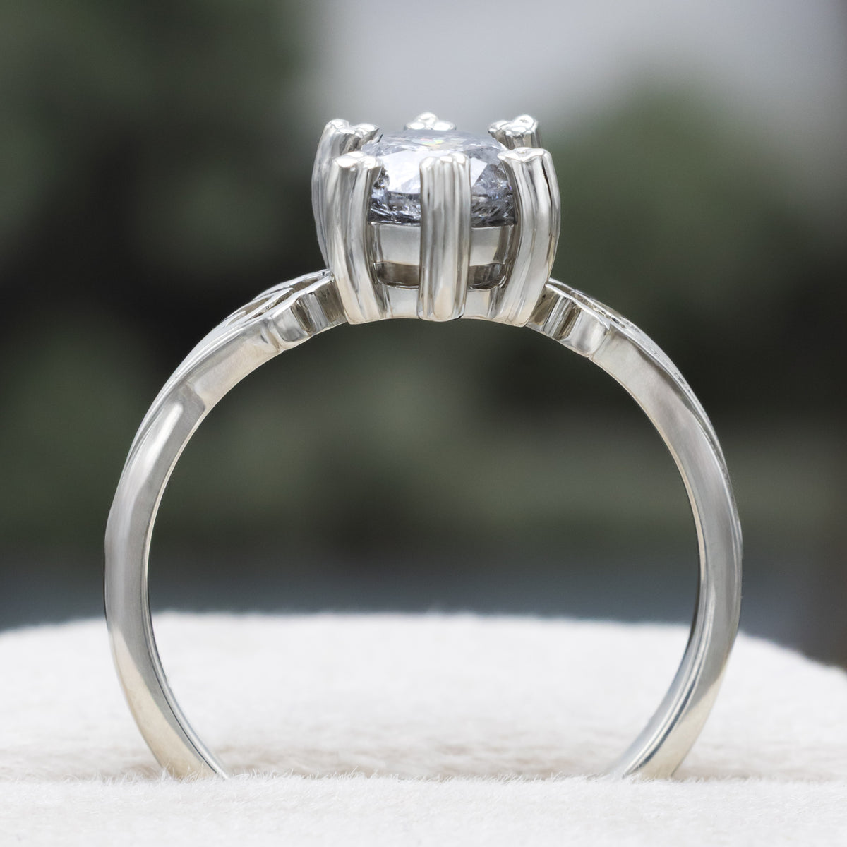 "Morrigan" - Solitaire Round Cut Salt & Pepper Diamond Engagement Ring - Ready To Ship