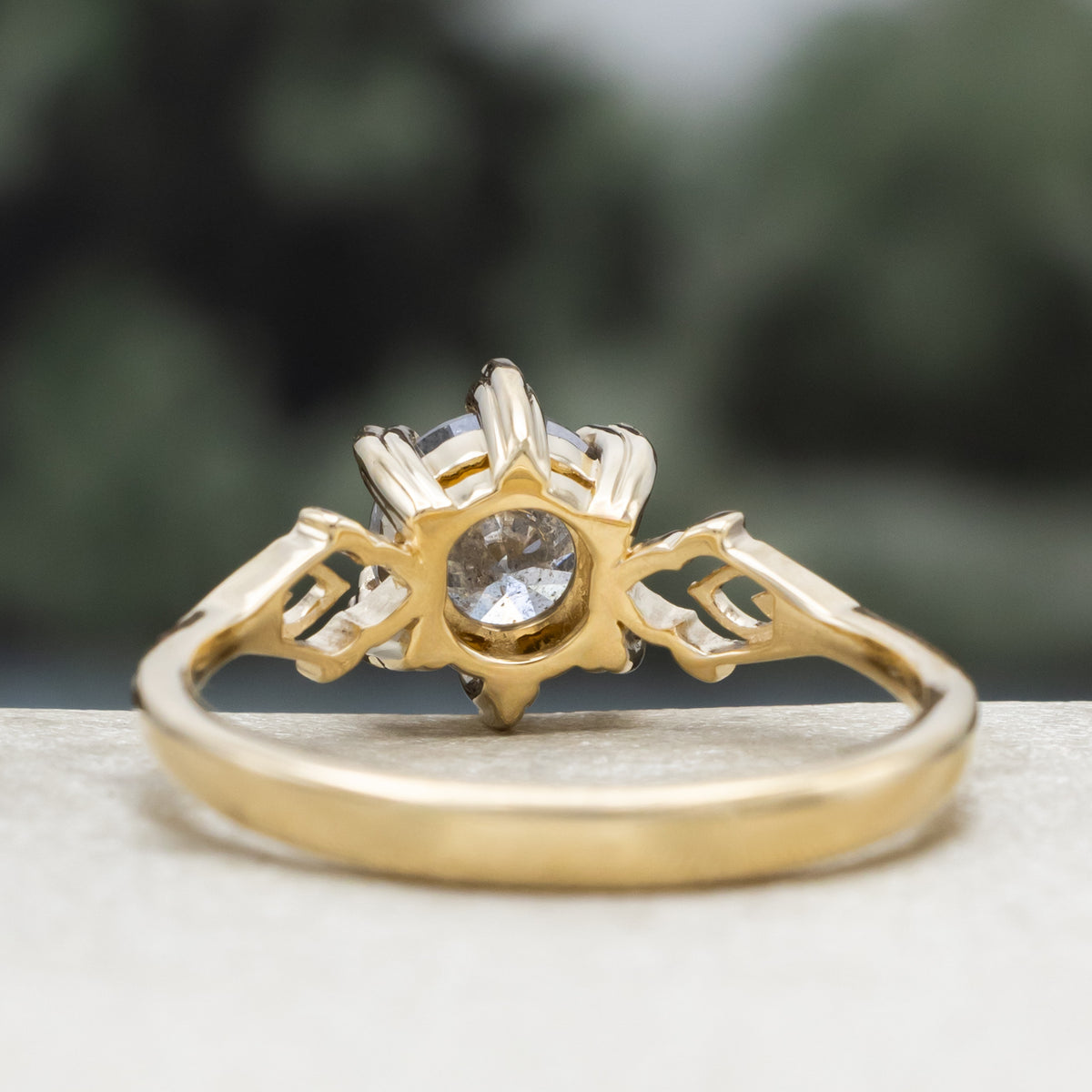 "Morrigan" - Solitaire Round Cut Salt & Pepper Diamond Engagement Ring - Ready To Ship