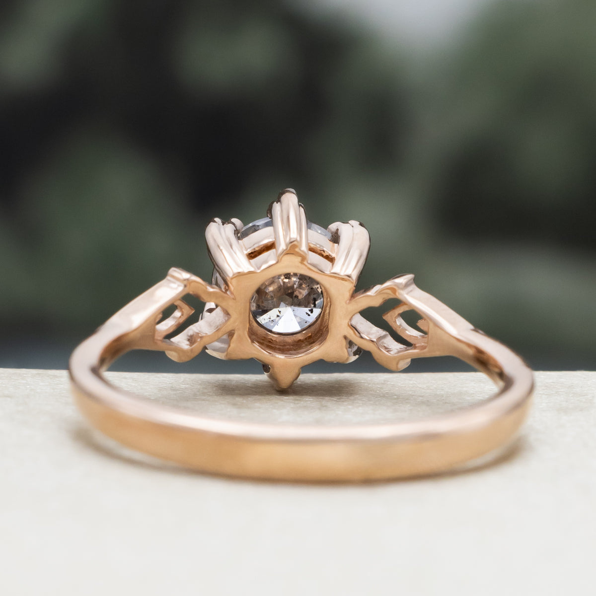 "Morrigan" - Solitaire Round Cut Salt & Pepper Diamond Engagement Ring - Ready To Ship