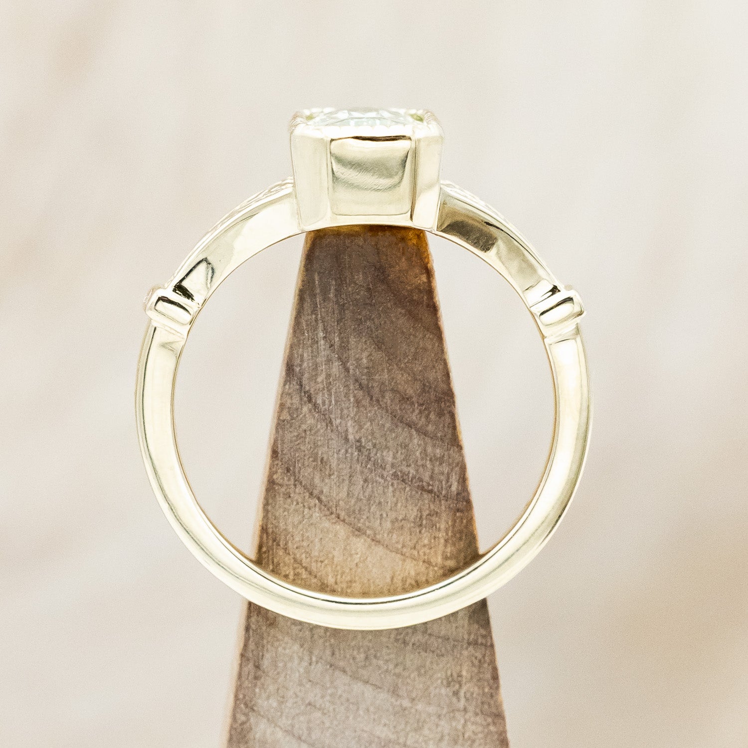 ONE-OF-A-KIND - "SELENE" - RADIANT CUT NATURAL GREEN SAPPHIRE ENGAGEMENT RING-Staghead Designs