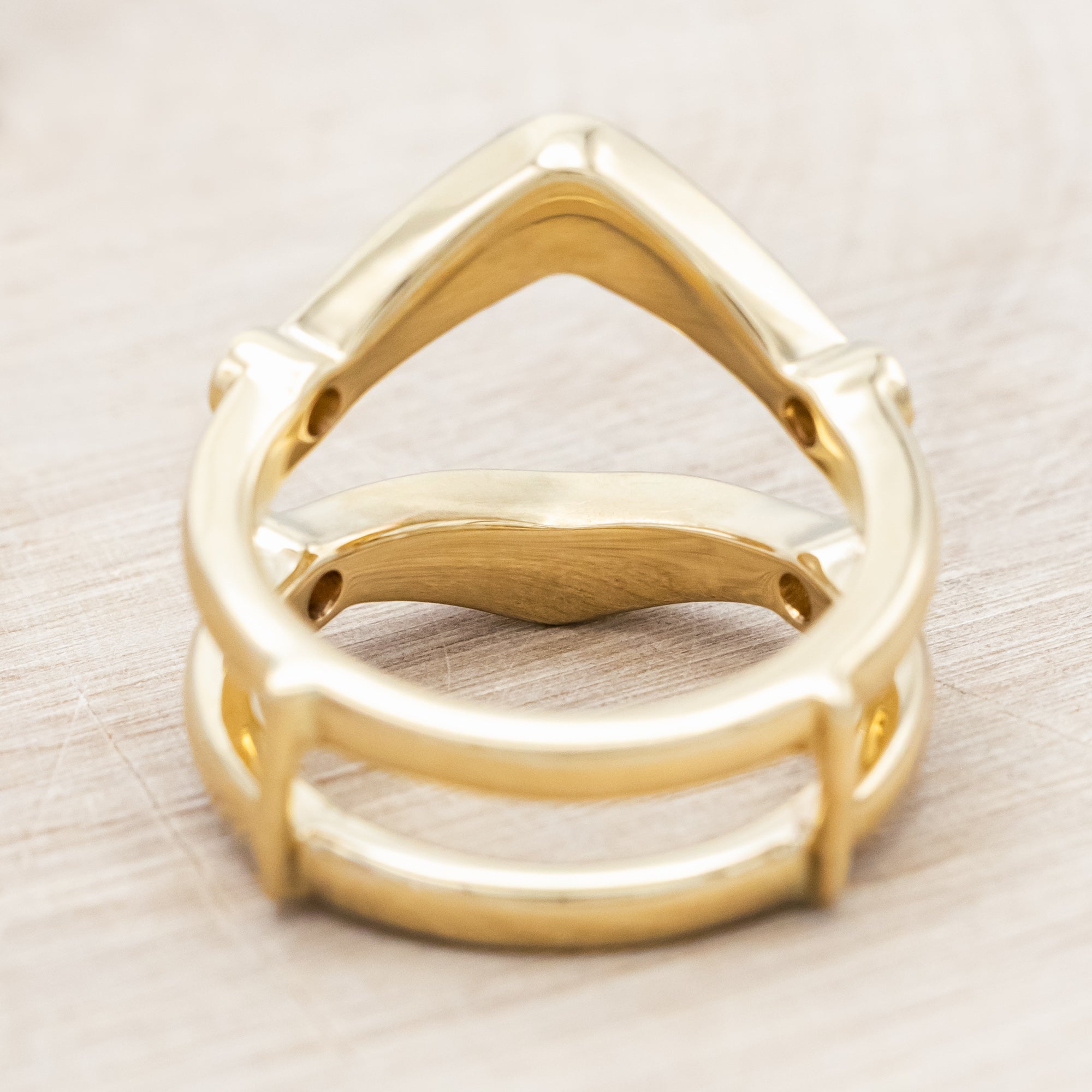 SOLITAIRE PEAR CUT MOISSANITE ENGAGEMENT RING WITH ORANGE & BLUE OPAL INLAID RING GUARD-Staghead Designs