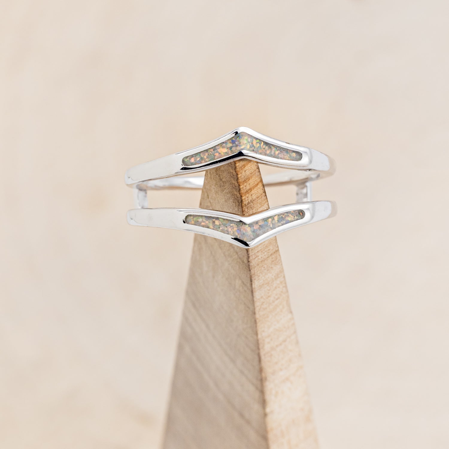 "ZUNI" - FIRE & ICE OPAL INLAY RING GUARD-1
