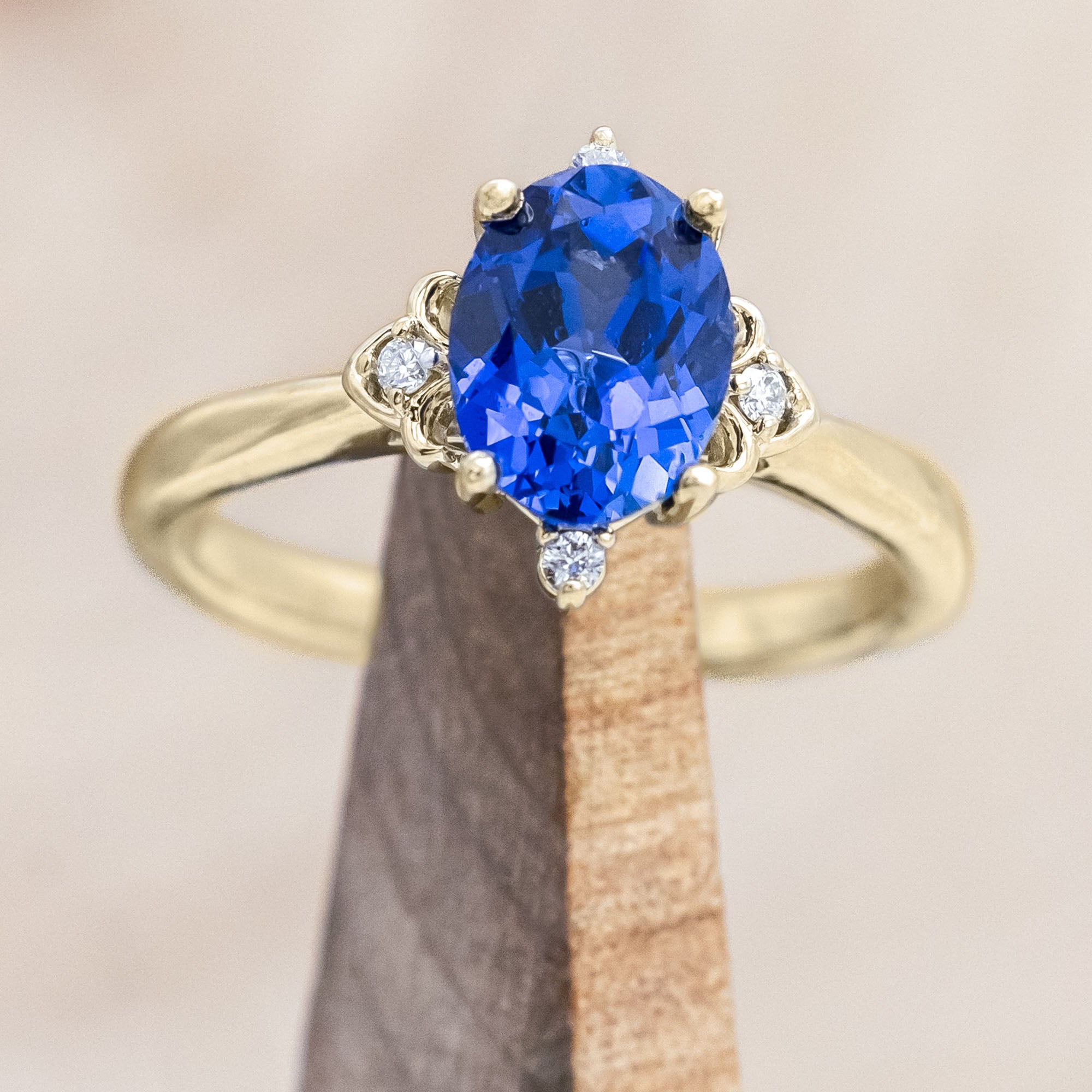 "ZELLA" - OVAL CUT ENGAGEMENT RING WITH DIAMOND ACCENTS-Staghead Designs