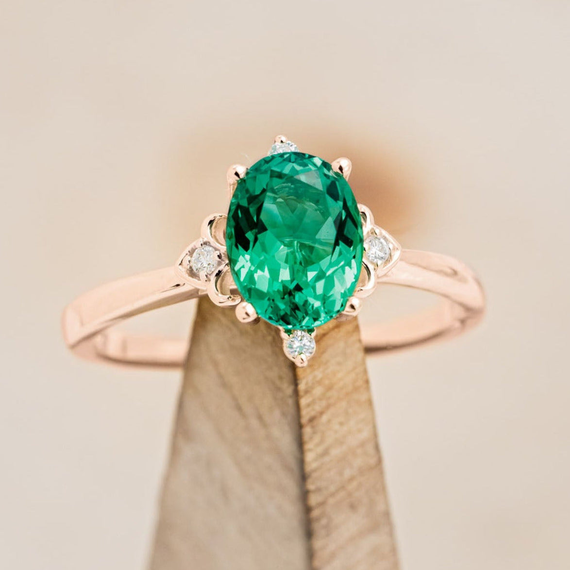"ZELLA" - OVAL CUT ENGAGEMENT RING WITH DIAMOND ACCENTS-Staghead Designs